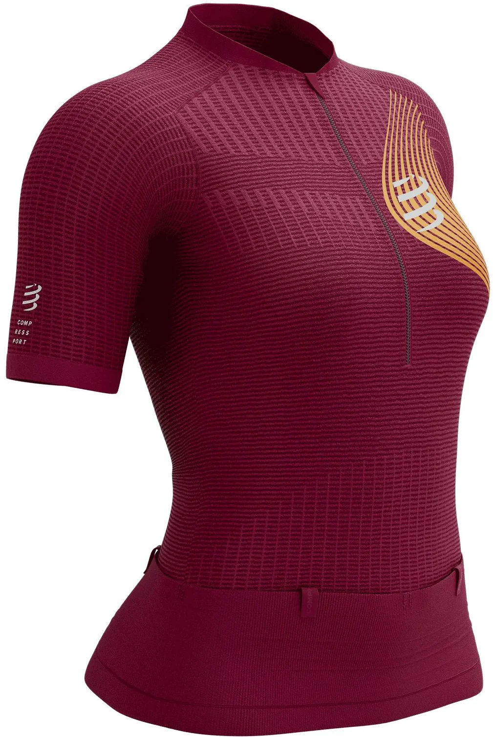 Compressport Trail Postural Half Zip Short Sleeve Womens Running Top - Red