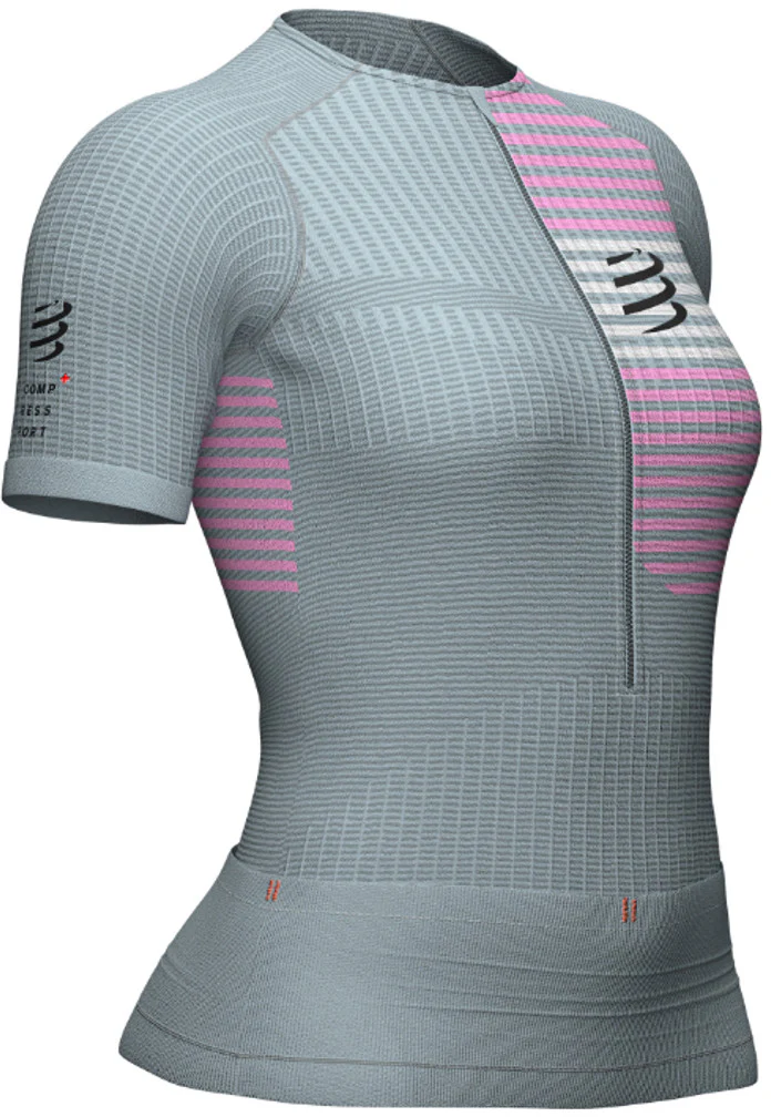 Compressport Tri Postural Half Zip Short Sleeve Womens Running Top - Grey