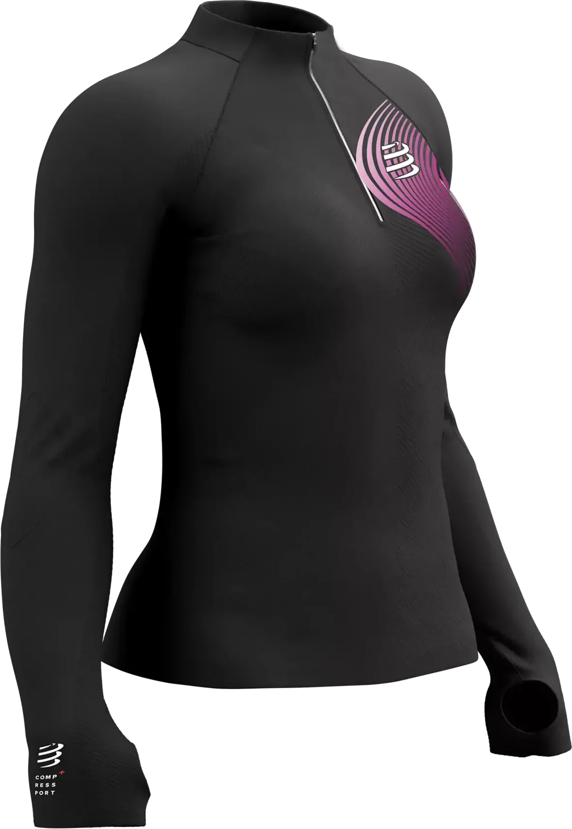 Compressport Winter Trail Postural Half Zip Long Sleeve Womens Running Top - Grey