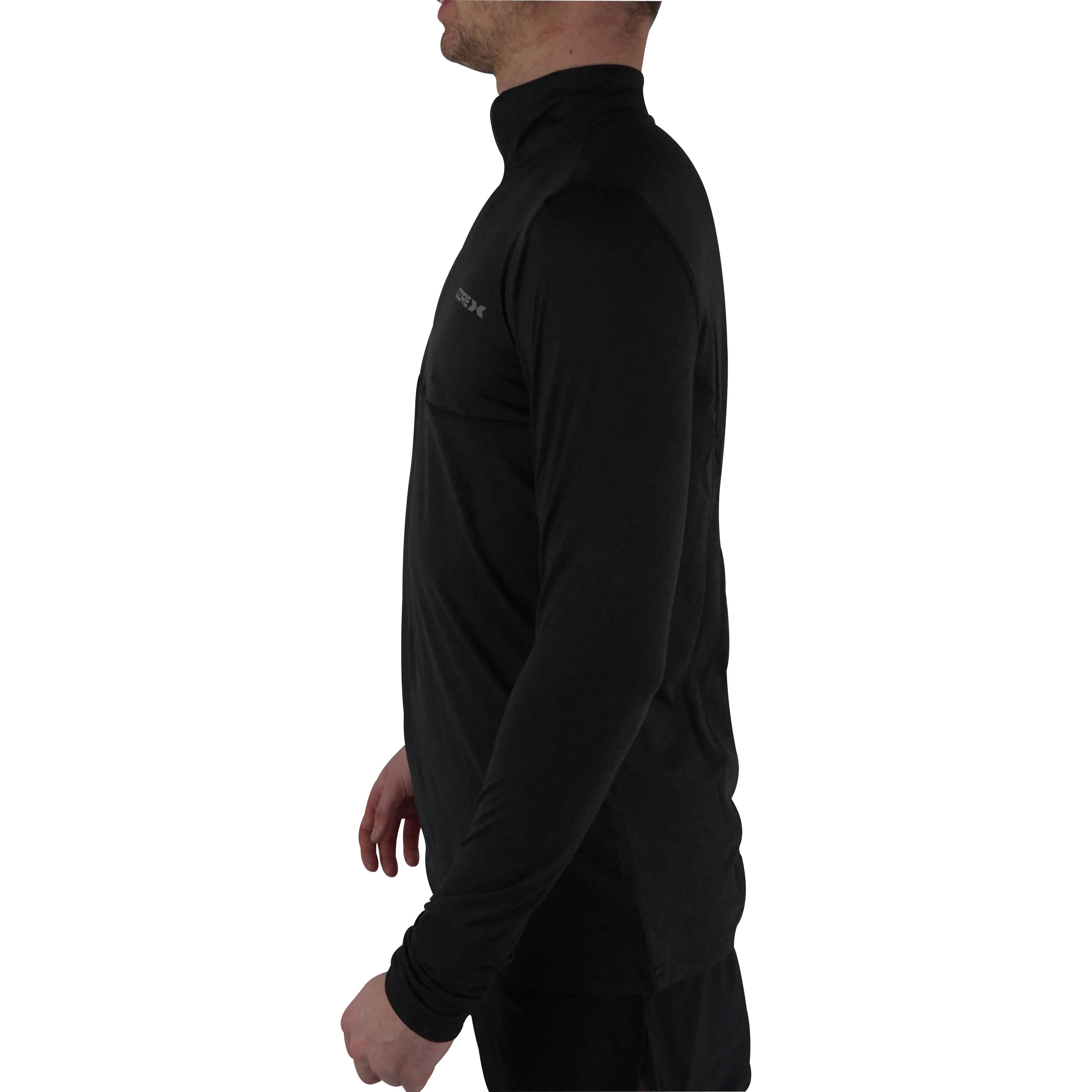 CoreX Fitness Half Zip Long Sleeve Mens Running Top - Black - Image 3