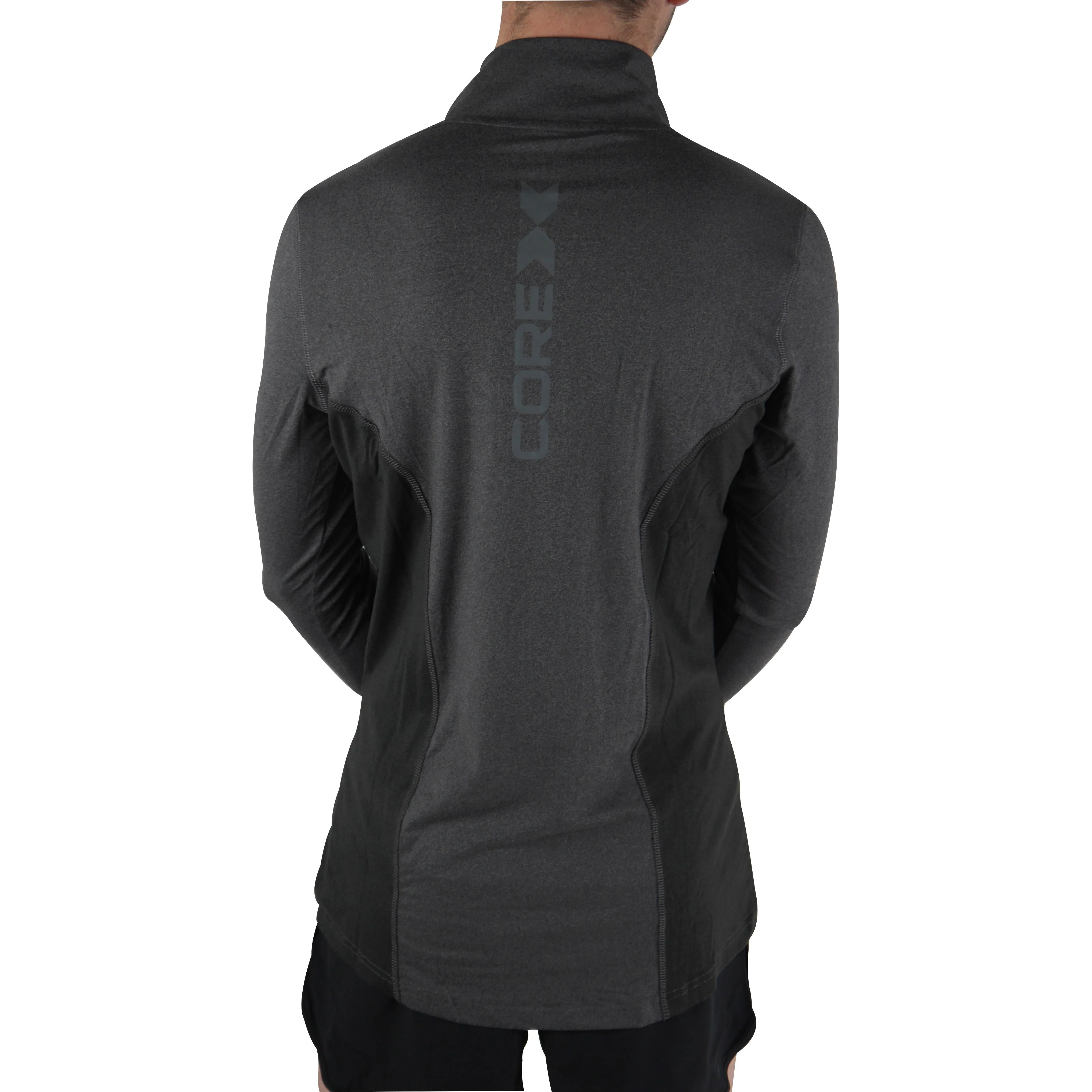 CoreX Fitness Half Zip Long Sleeve Mens Running Top - Grey - Image 2