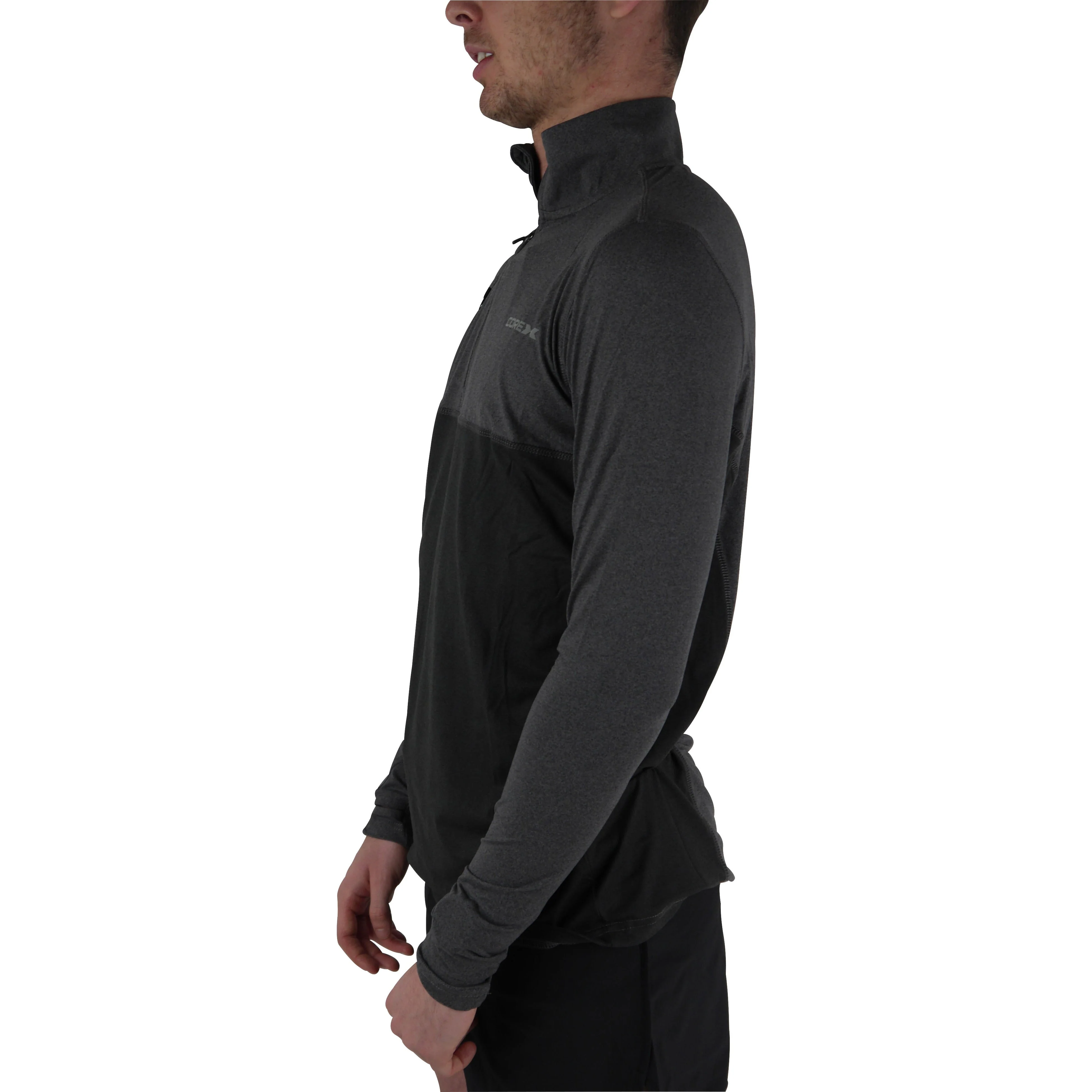CoreX Fitness Half Zip Long Sleeve Mens Running Top - Grey - Image 3