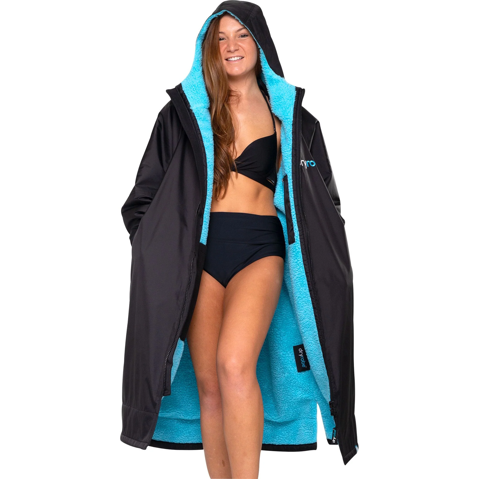 Dryrobe Advance Long Sleeve Changing Robe - Black/blue - Image 3