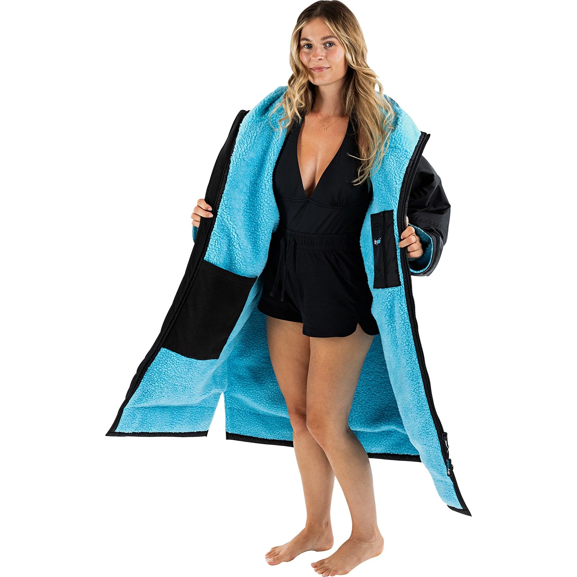 Dryrobe Advance Long Sleeve Changing Robe - Black/blue - Image 4