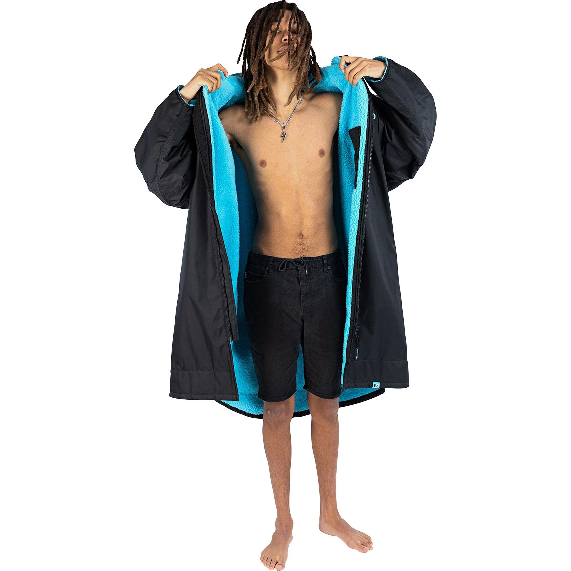Dryrobe Advance Long Sleeve Changing Robe - Black/blue - Image 5