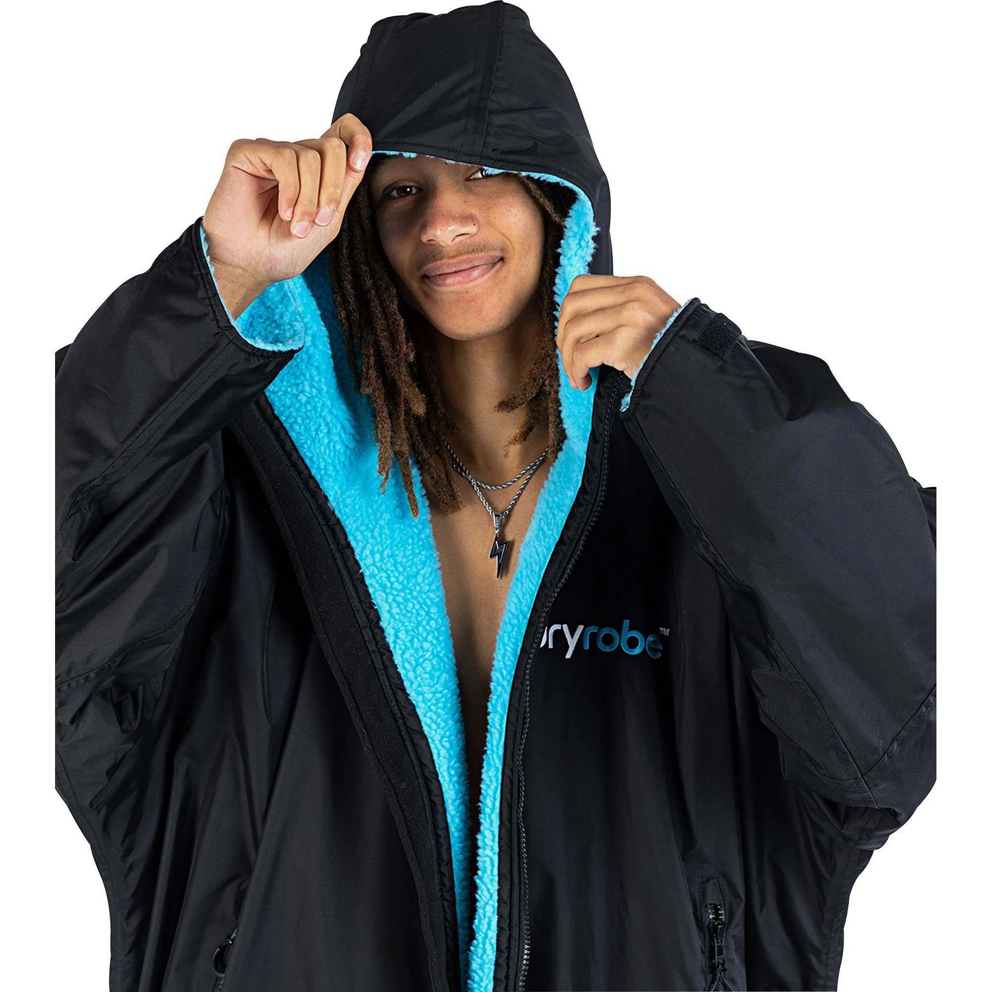 Dryrobe Advance Long Sleeve Changing Robe - Black/blue - Image 6