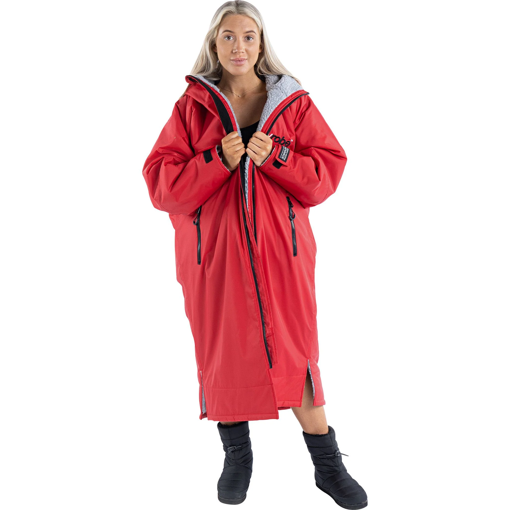 Dryrobe Advance Long Sleeve Changing Robe - Red - Image 2