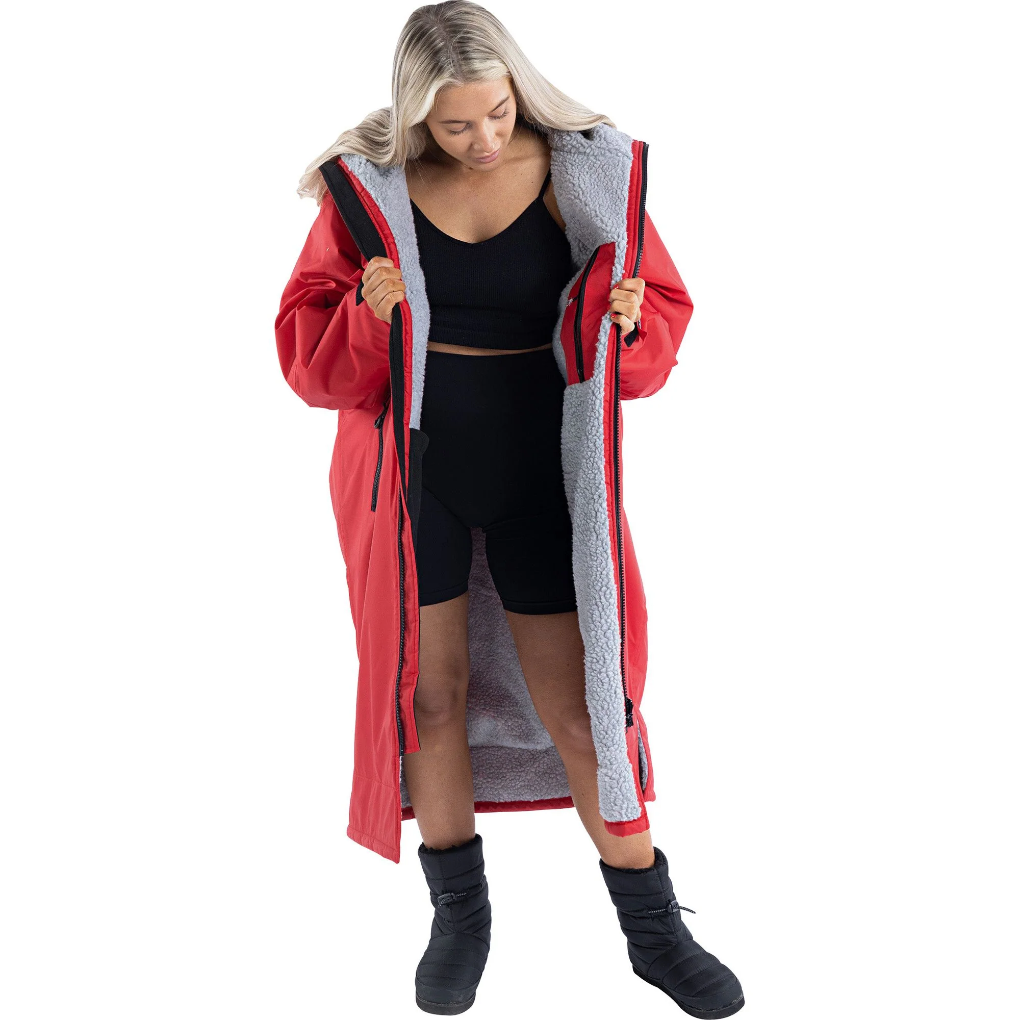 Dryrobe Advance Long Sleeve Changing Robe - Red - Image 3