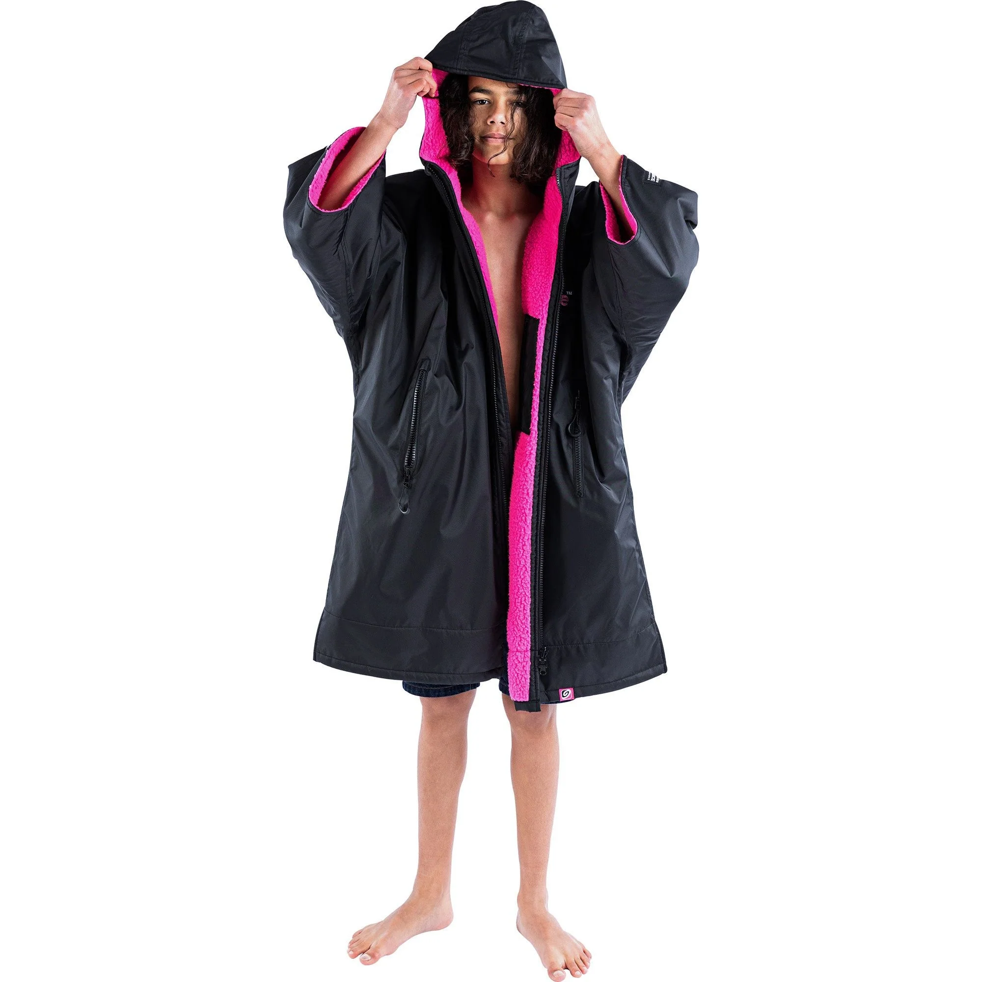 Dryrobe Advance Short Sleeve Junior Changing Robe - Pink - Image 3