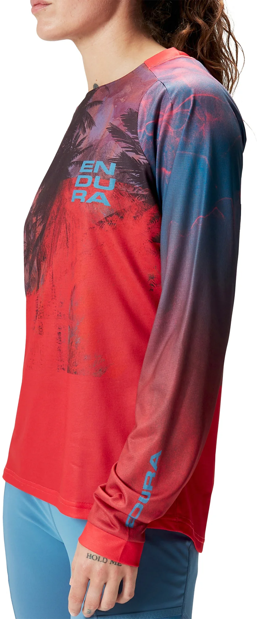 Endura Tropical Long Sleeve Womens Cycling Jersey - Red - Image 3