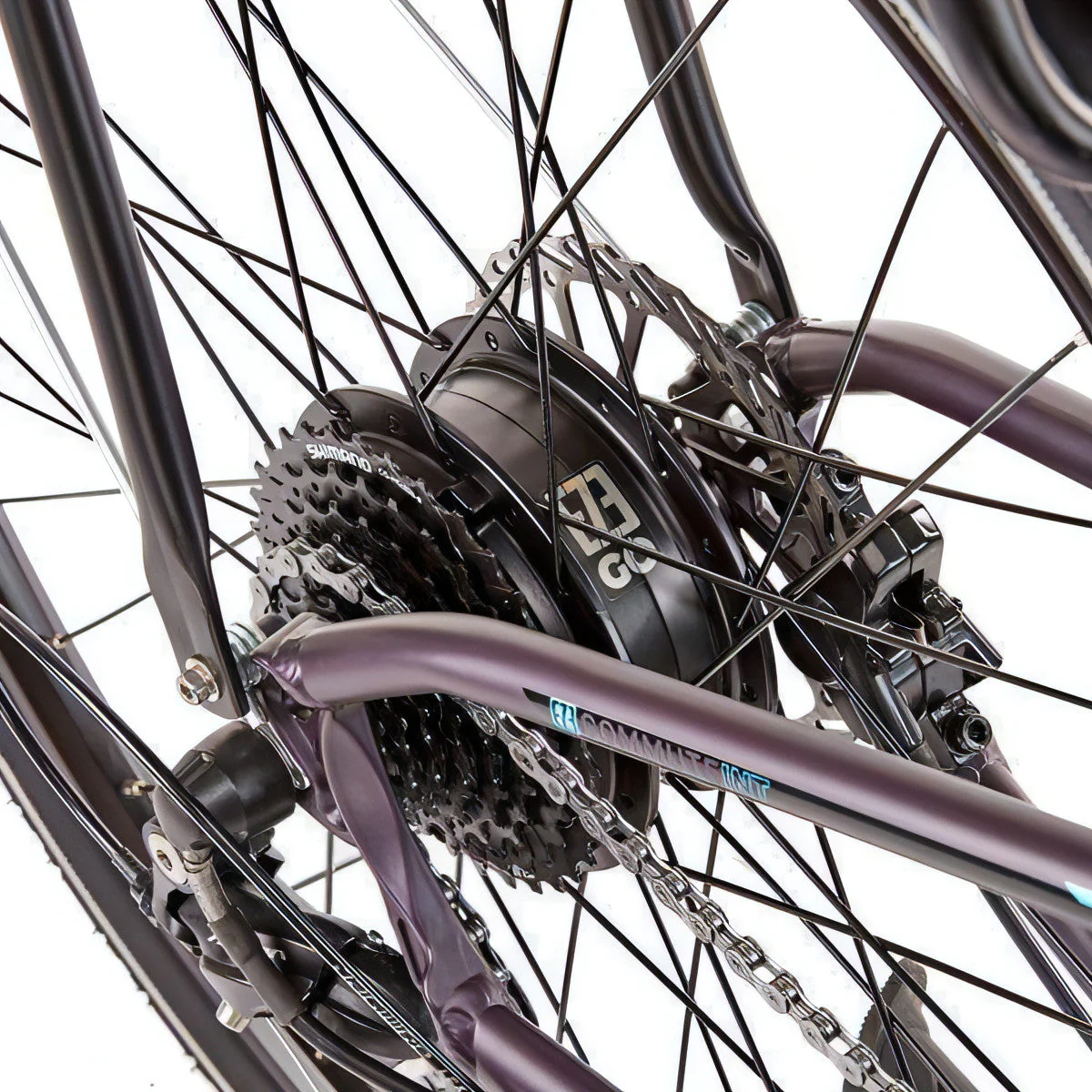 Ezego Commute INT Unisex Electric Hybrid Bike - Purple - Image 3