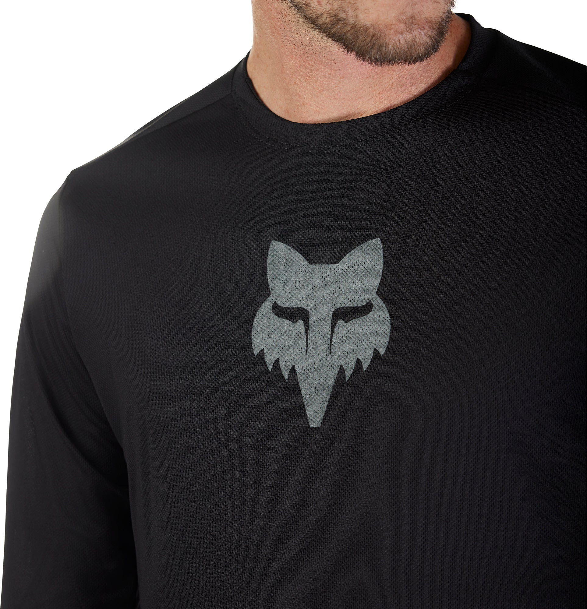Fox Ranger Fox Head Long Sleeve Mens Cycling Jersey - Black - Image 3
