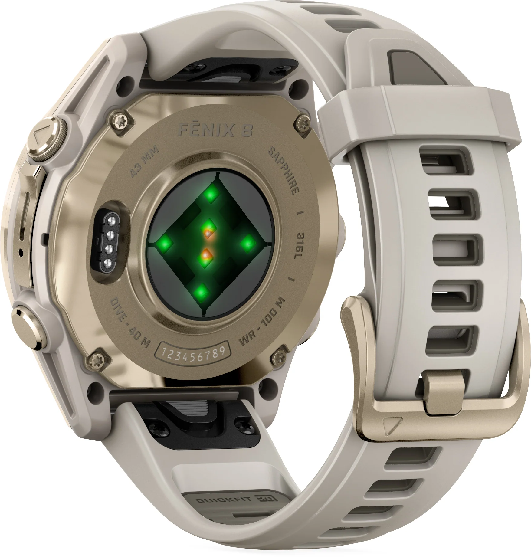 Garmin Fenix 8 AMOLED Sapphire 43mm HRM With GPS Multisport Watch - Soft Gold - Image 2