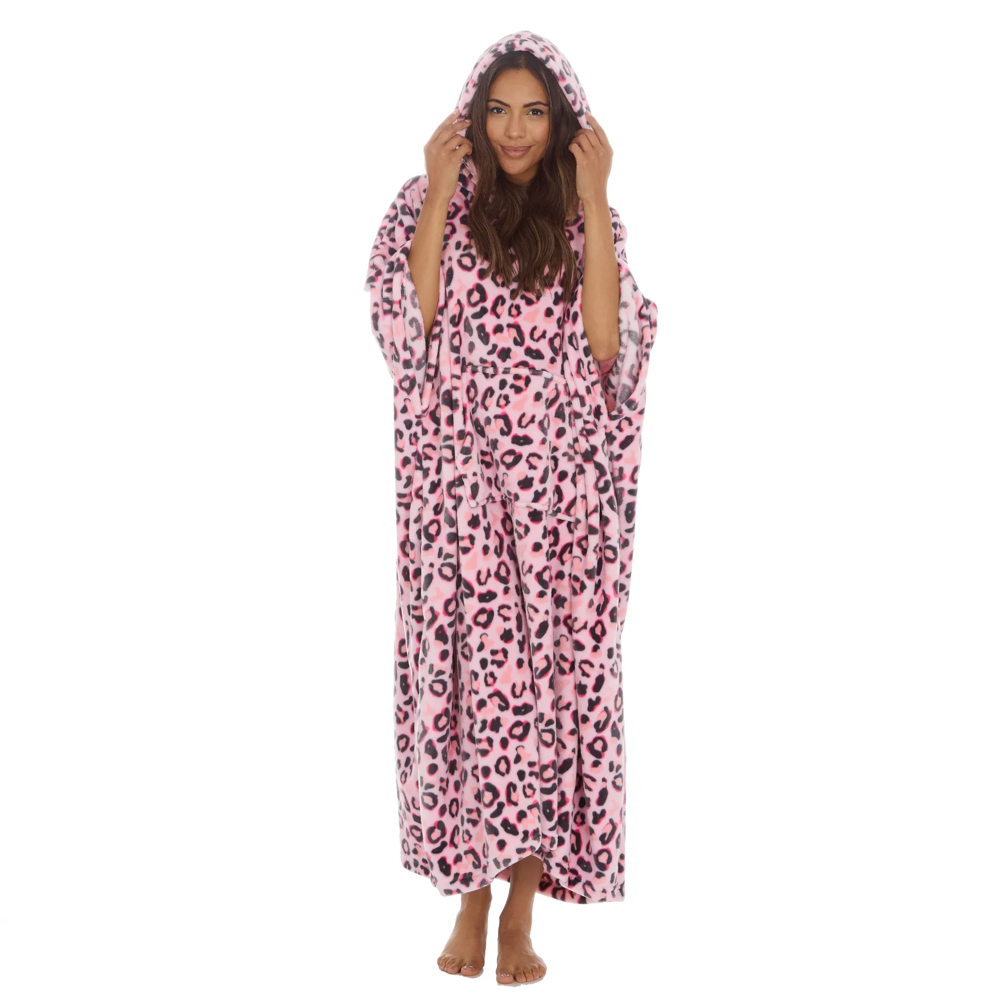 Huggable Hoodie Oversized Wearable Blanket Womens Fleece Hoody - Pink - Image 2