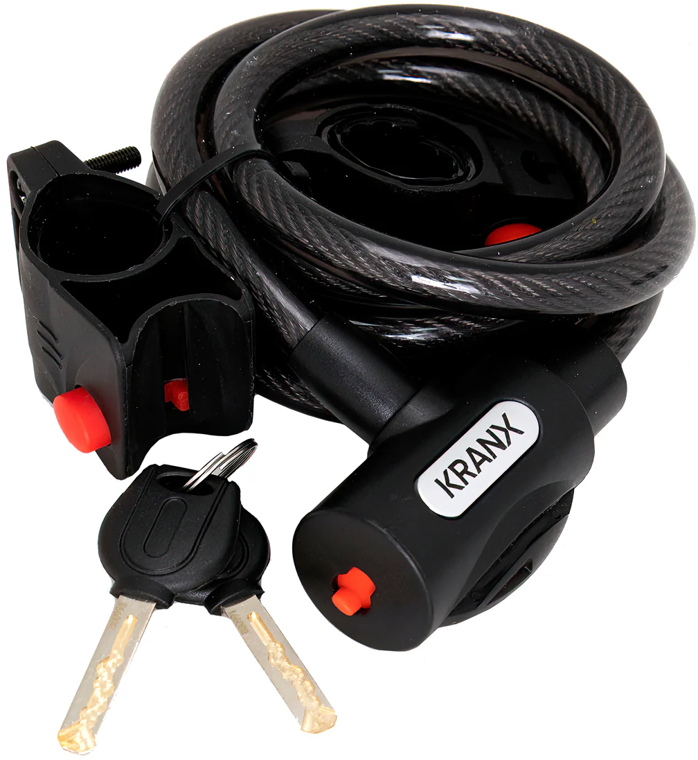 KranX Garrison 12mm x 1800mm Key Cable Lock - Black