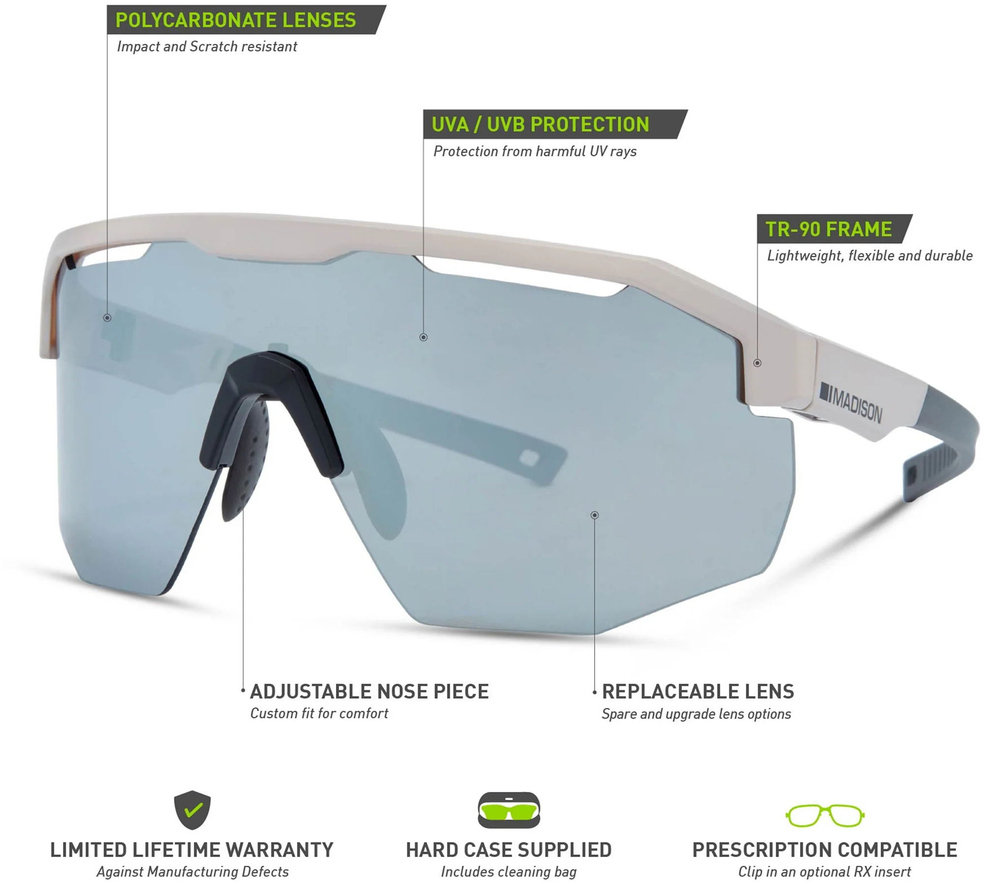 Madison Cipher 3 Pack Lens Cycling Sunglasses - Grey - Image 6