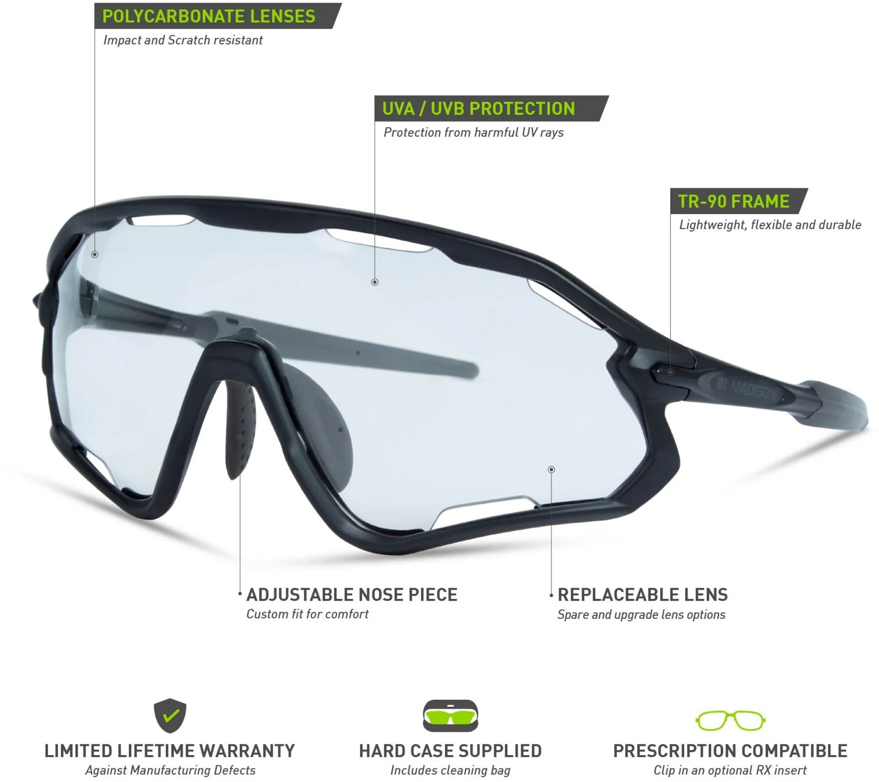 Madison Code Breaker Cycling Sunglasses - Black - Image 5