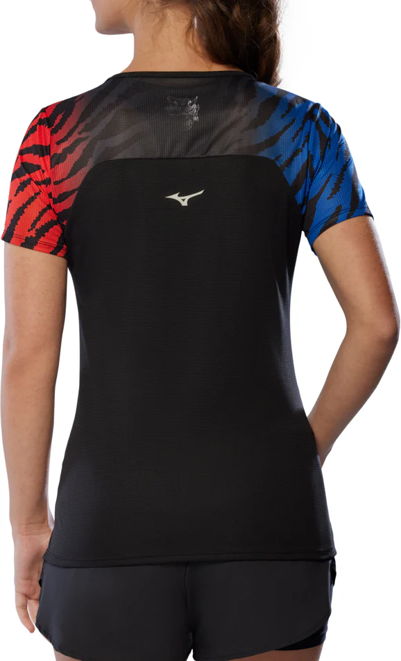 Mizuno DryAeroFlow Graphic Short Sleeve Womens Running Top - Black - Image 2