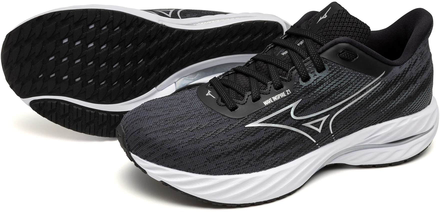 Mizuno Wave Inspire 21 WIDE FIT (D) Womens Running Shoes - Black - Image 7
