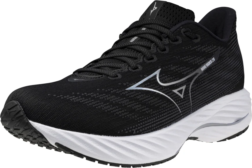 Mizuno Wave Rider 28 WIDE FIT (2E) Mens Running Shoes - Black - Image 6