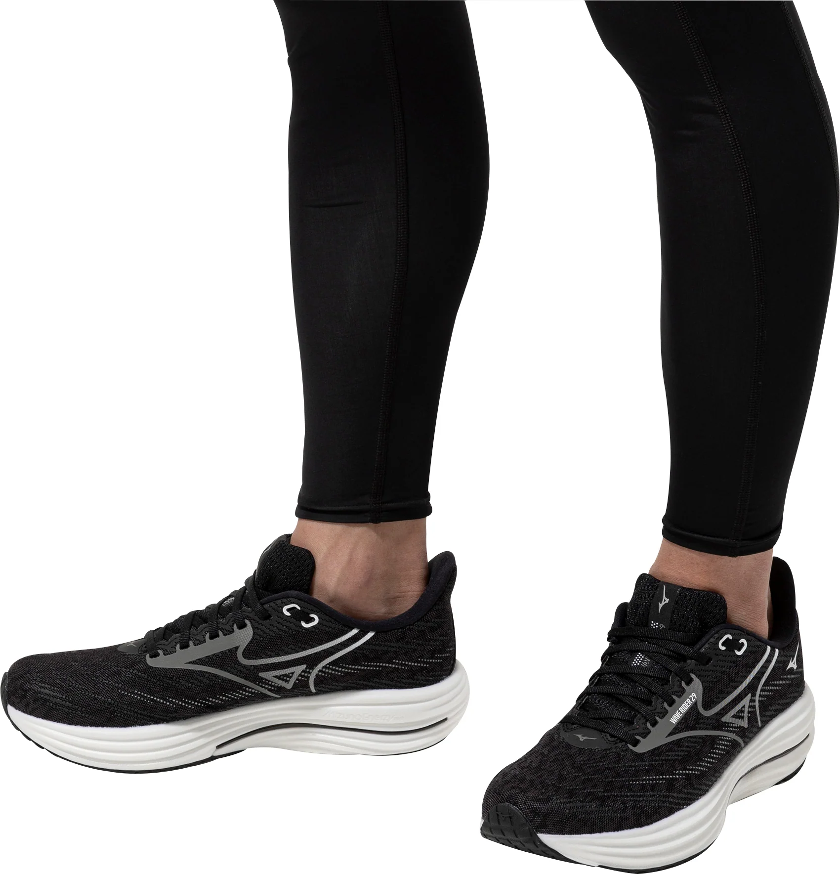 Mizuno Wave Rider 29 WIDE FIT (2E) Mens Running Shoes - Black - Image 7