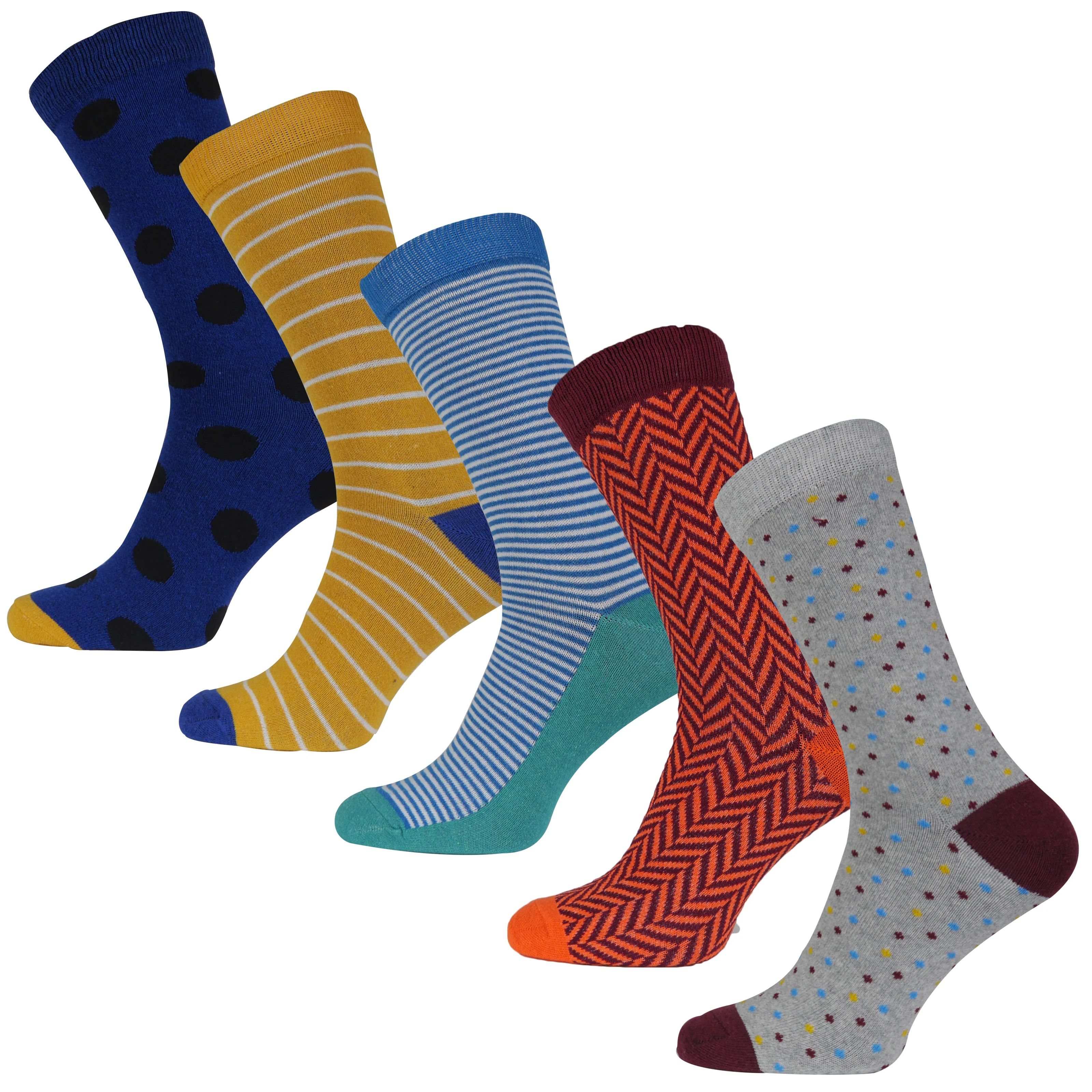 More Mile Design 10 Pack Mens Spots and Stripes Socks - Multi - Image 2