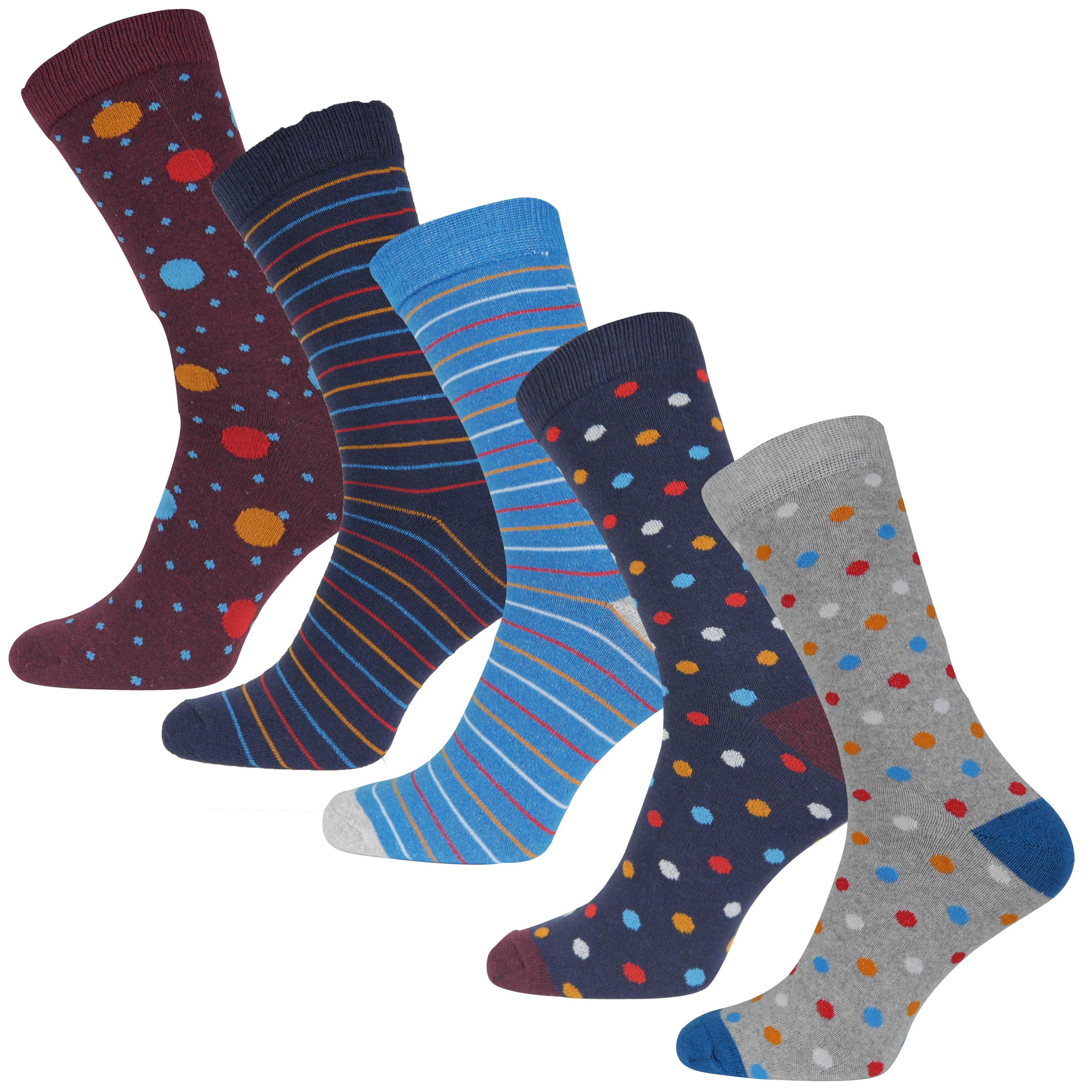 More Mile Design 10 Pack Mens Spots and Stripes Socks - Multi - Image 3