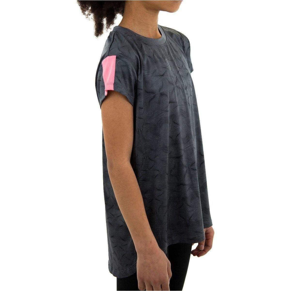 More Mile Girls Cap Short Sleeve Training Top - Grey - Image 2