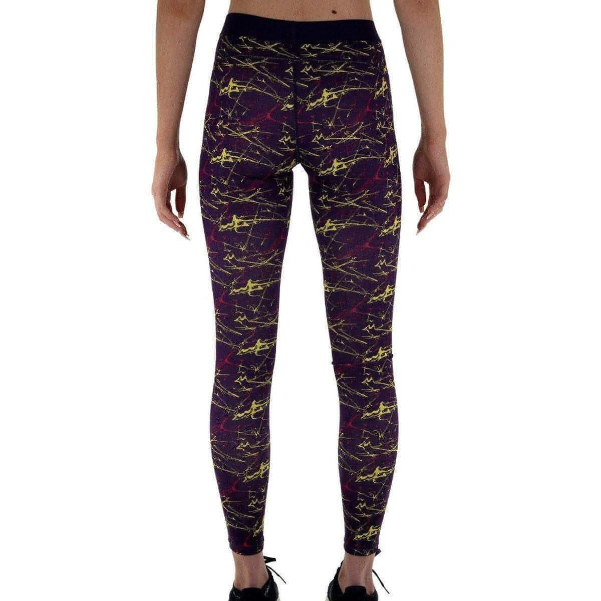 More Mile Go For It Printed Womens Long Running Tights - Purple - Image 2