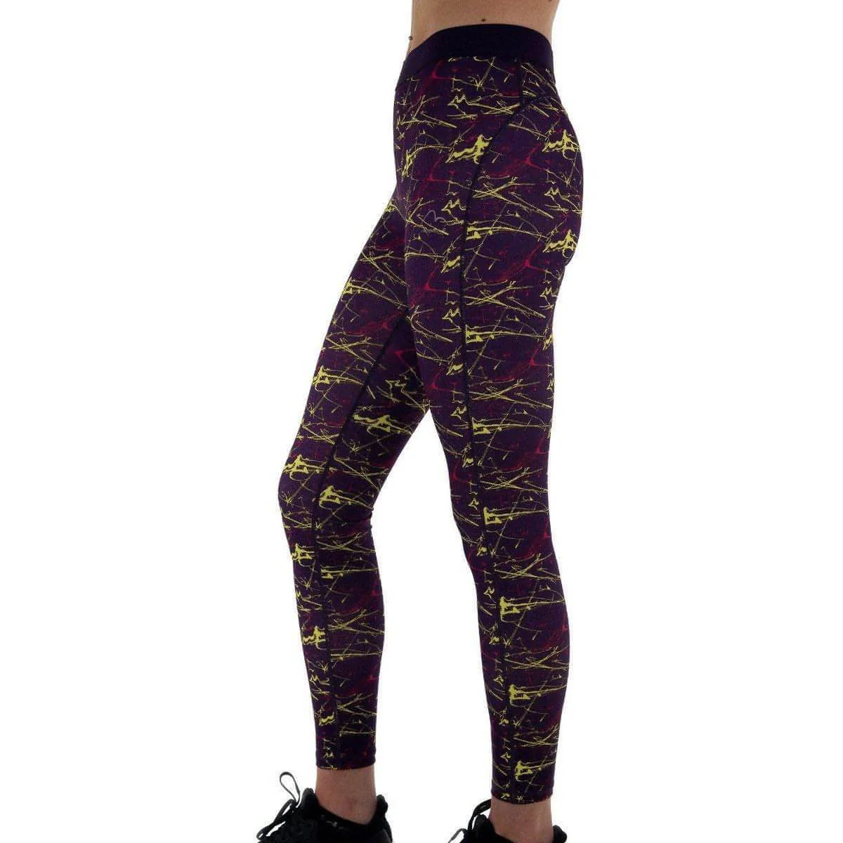 More Mile Go For It Printed Womens Long Running Tights - Purple - Image 3