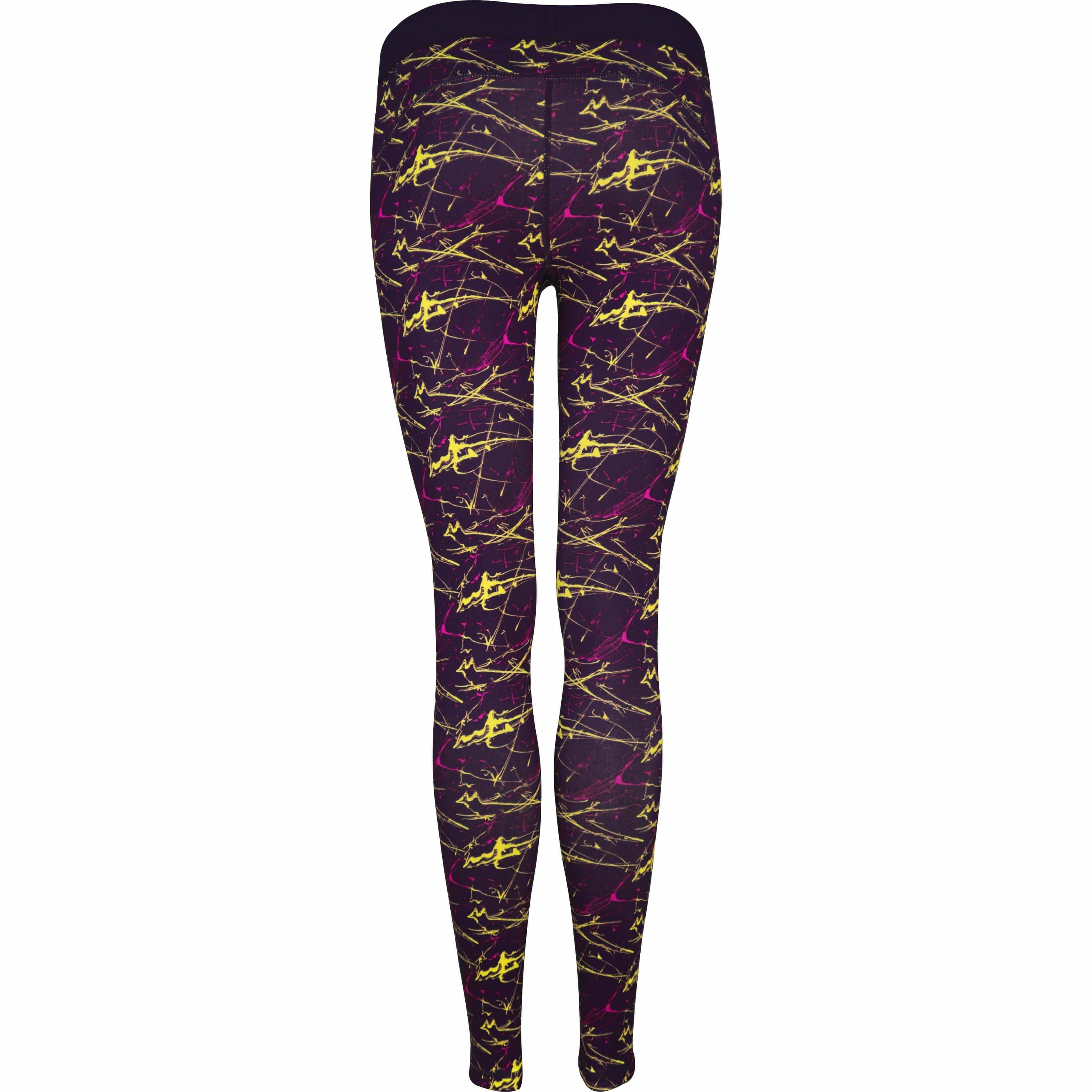 More Mile Go For It Printed Womens Long Running Tights - Purple - Image 6