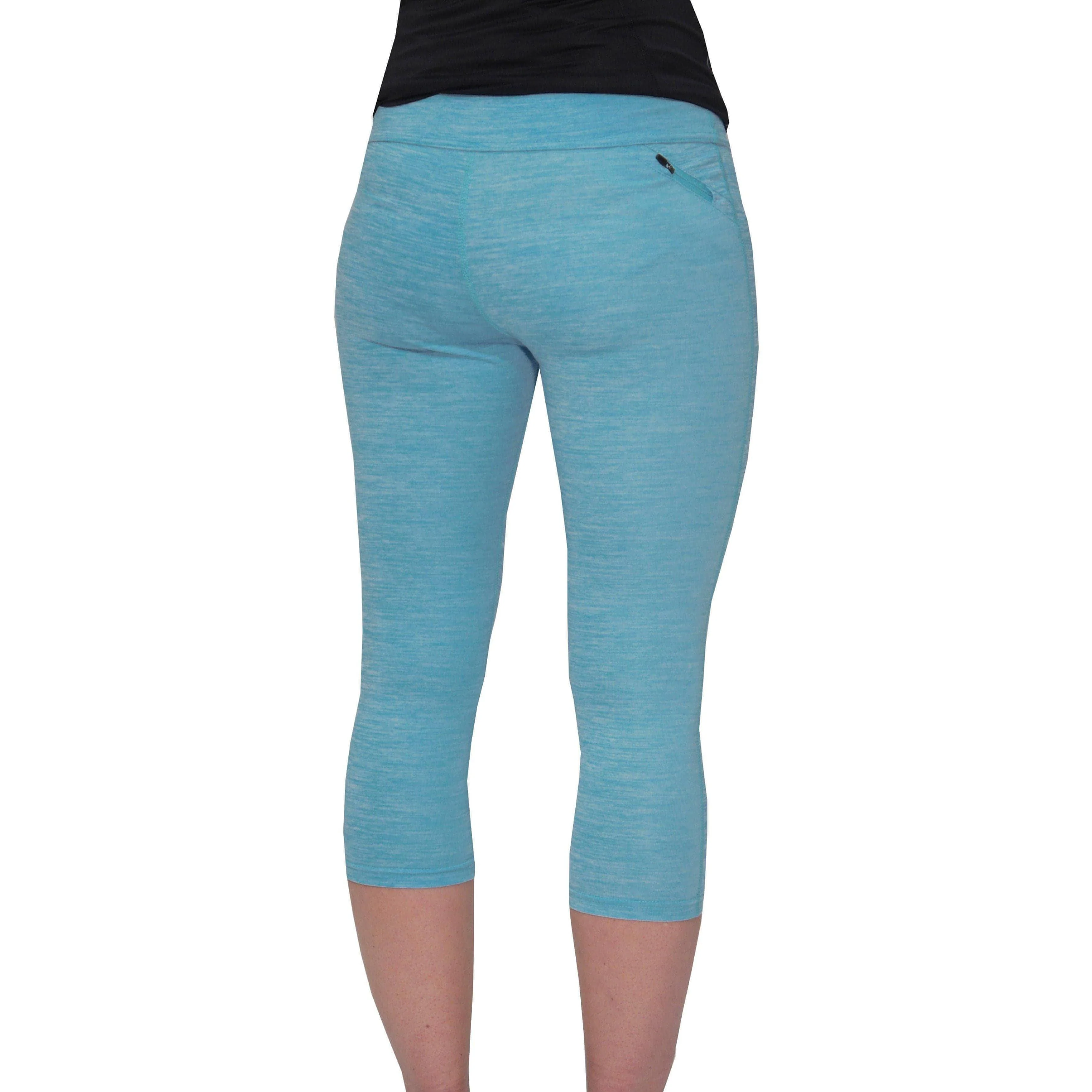 More Mile Heather Womens 3/4 Capri Running Tights - Blue - Image 2