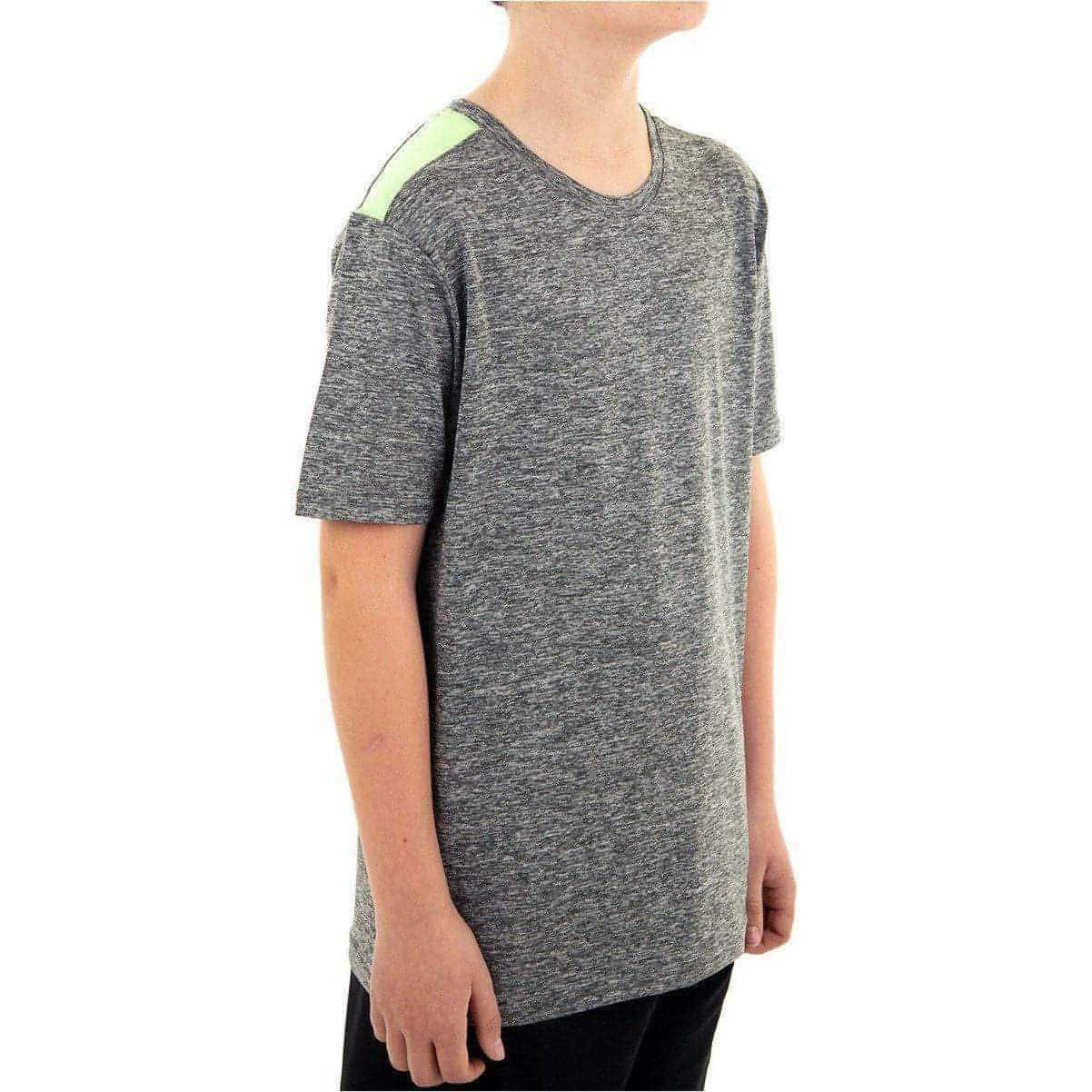 More Mile Marl Boys Short Sleeve Running Top - Grey - Image 3
