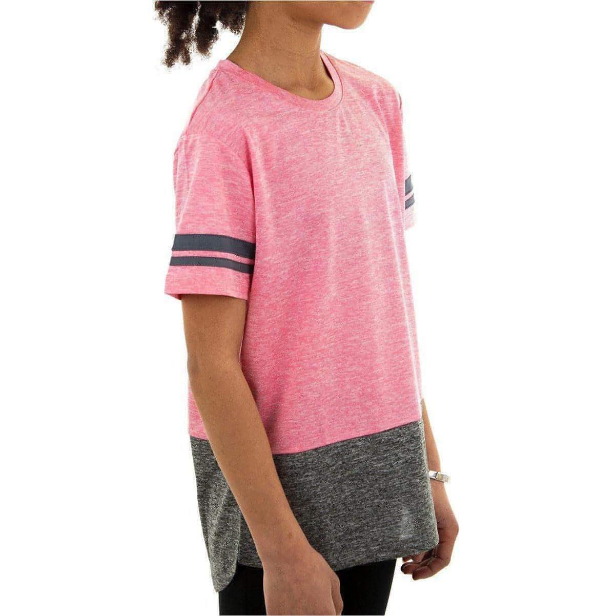 More Mile Marl Girls Short Sleeve Training Top - Pink - Image 2