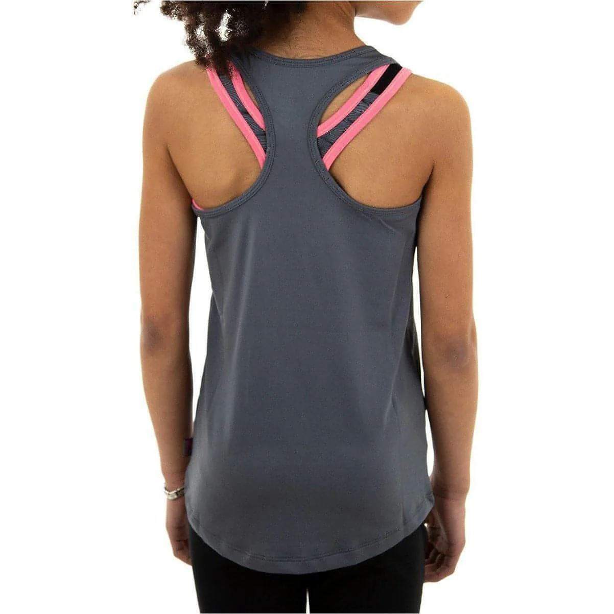 More Mile Racer Back Girls Running Vest - Grey - Image 3