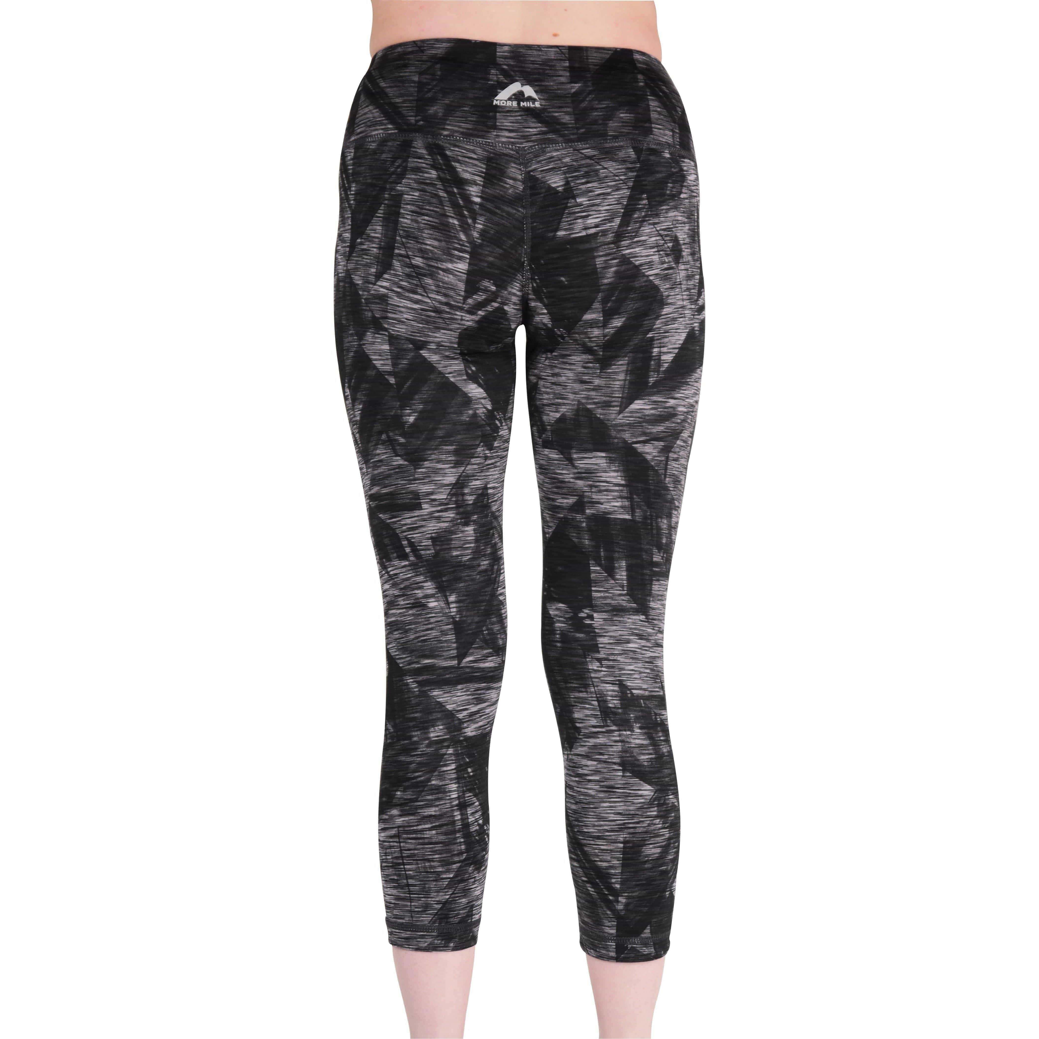 More Mile Reversible Graphic Womens 3/4 Capri Running Tights - Grey - Image 2
