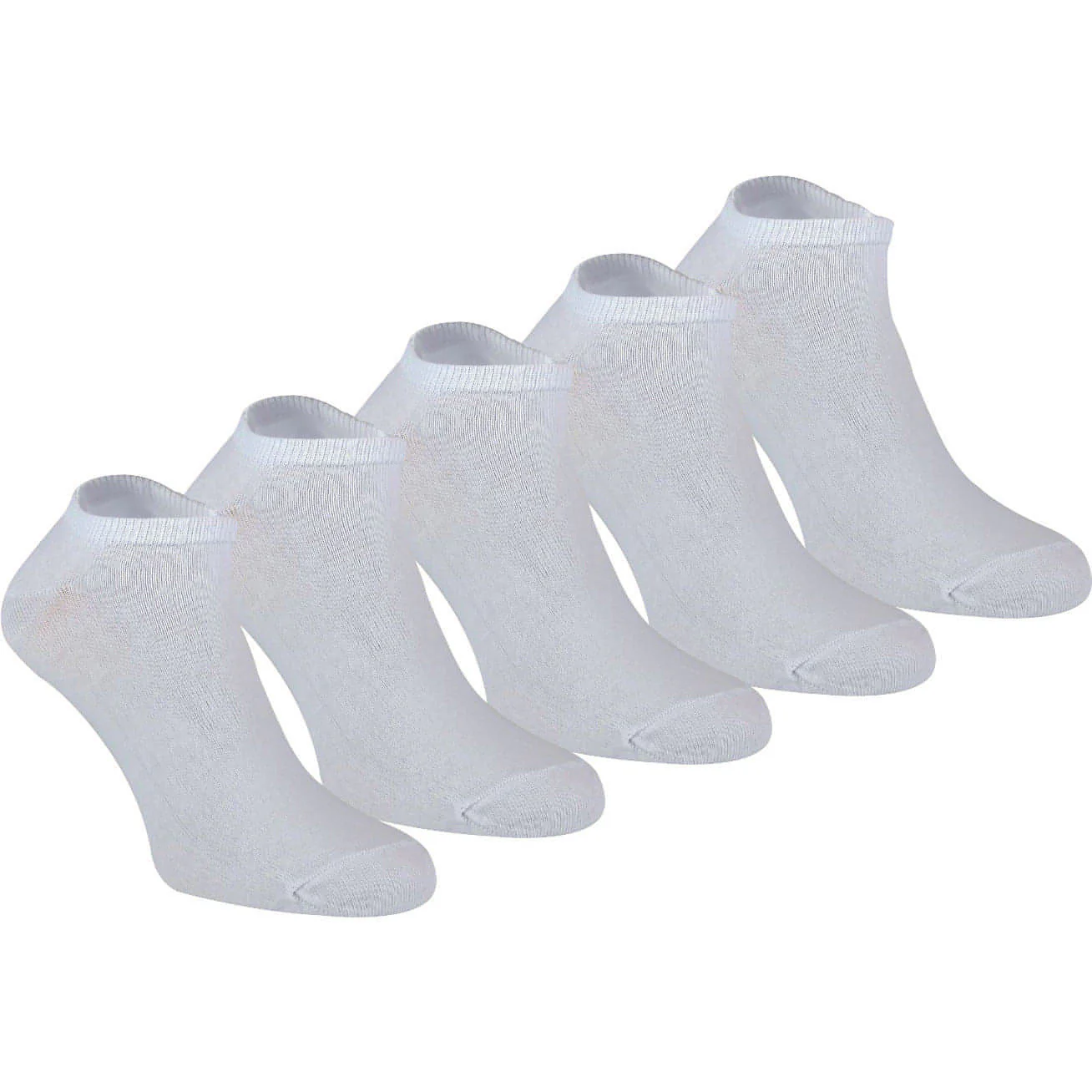 More Mile Everyday 5 Pack Essential Trainer Liner Socks - White