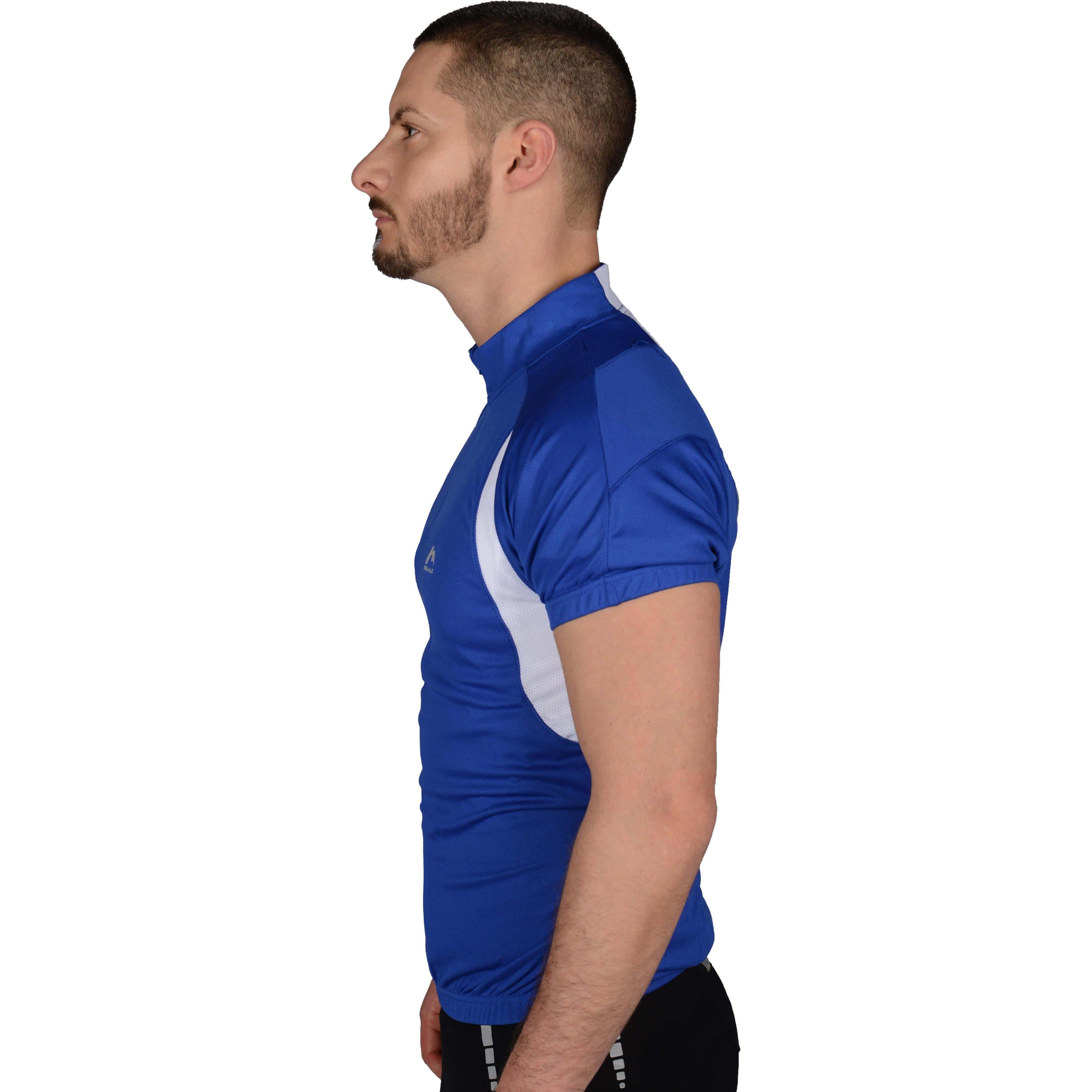 More Mile Half Zip Short Sleeve Mens Cycling Jersey - Blue - Image 2