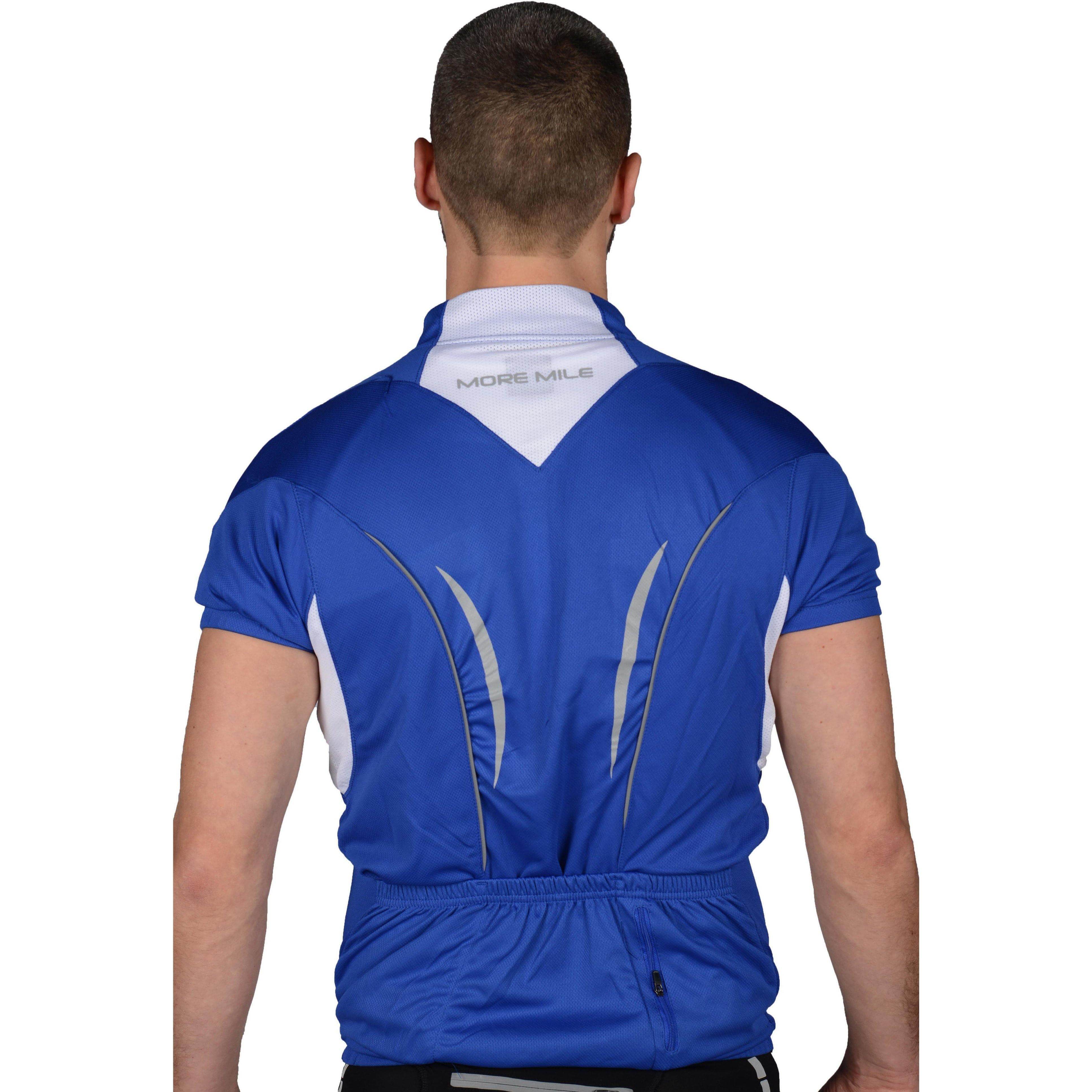More Mile Half Zip Short Sleeve Mens Cycling Jersey - Blue - Image 3
