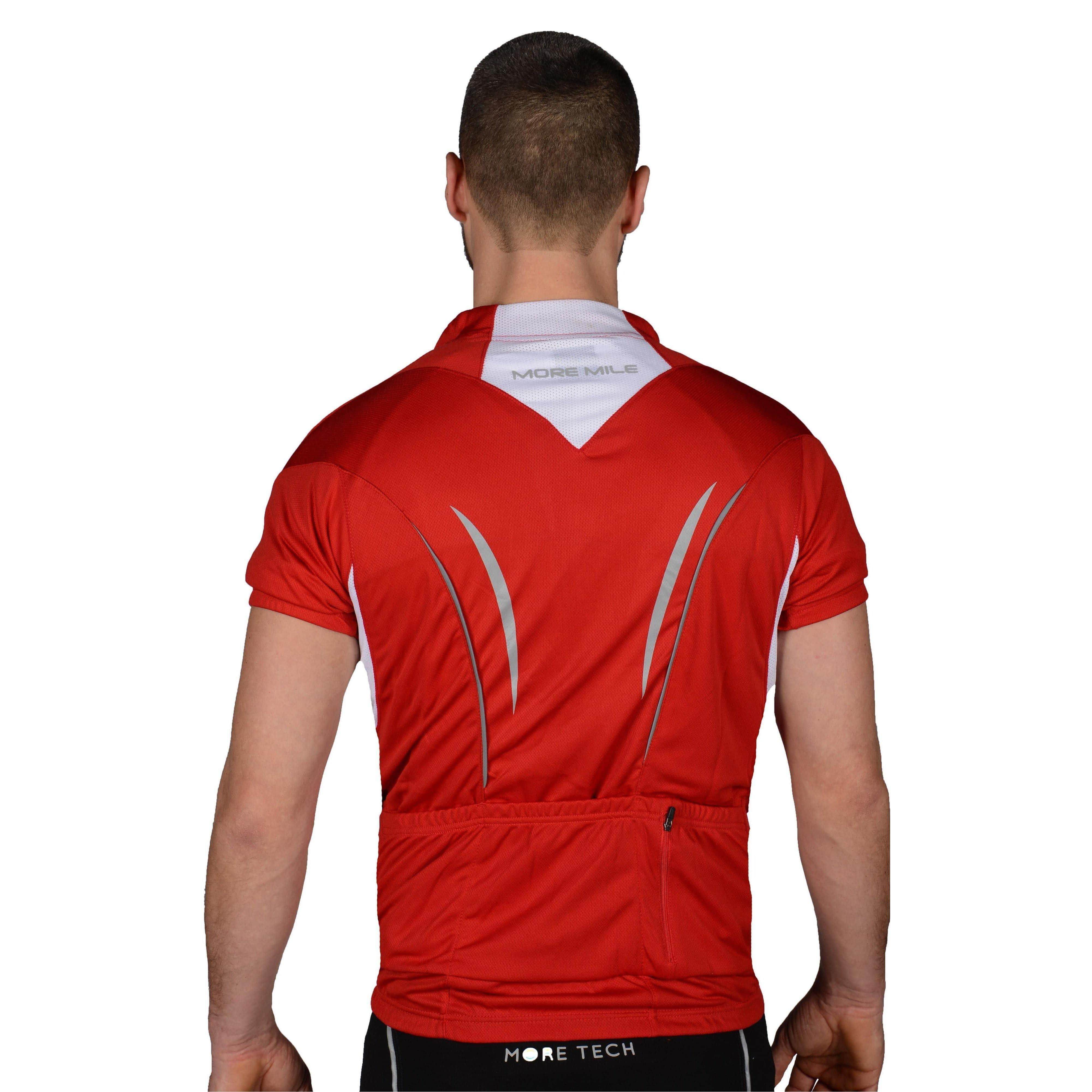 More Mile Short Sleeve Half Zip Mens Cycling Jersey - Red - Image 2