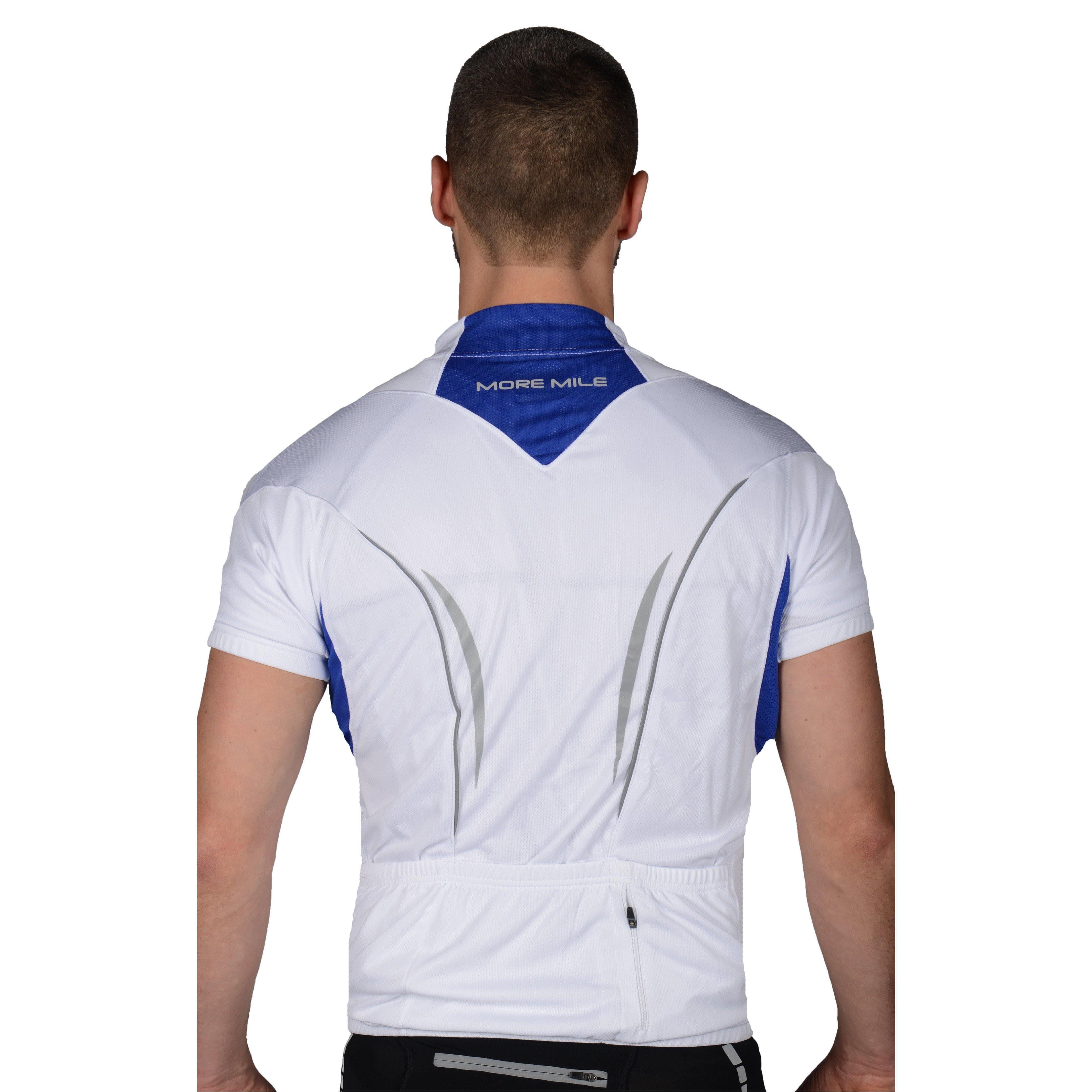 More Mile Short Sleeve Half Zip Mens Cycling Jersey - White - Image 3