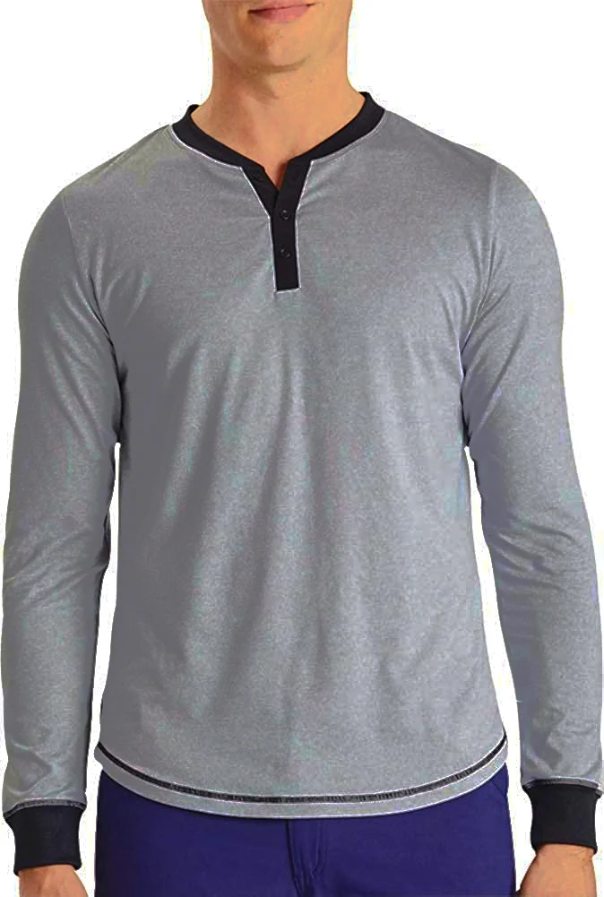Ohmme Dawn Long Sleeve Mens Yoga Top - Grey
