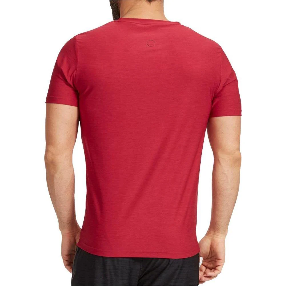 Ohmme Equinox Short Sleeve Mens Yoga Top - Red - Image 2