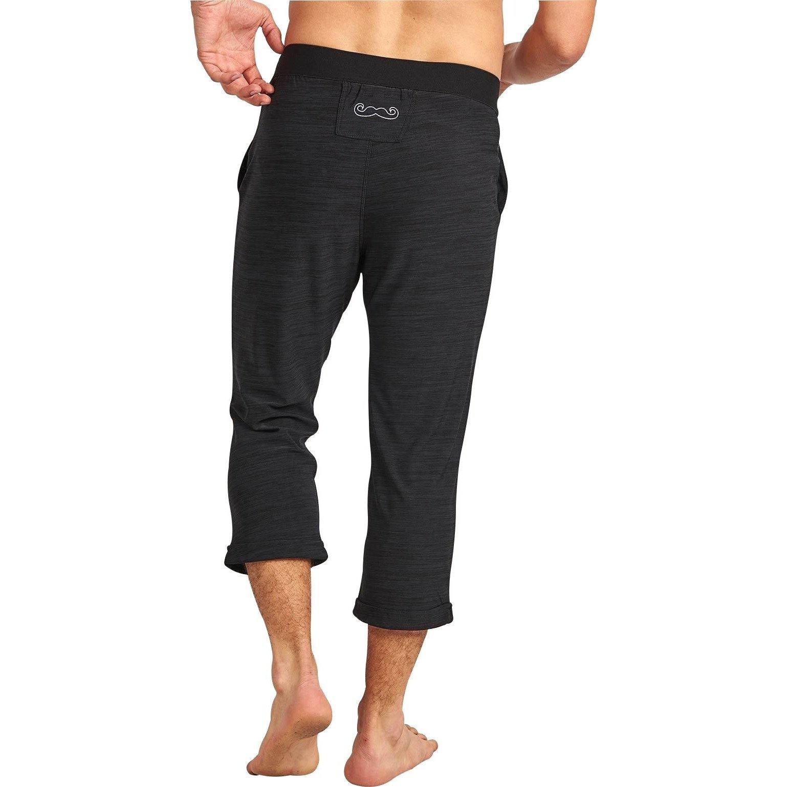 Ohmme Namoustache 3/4 Capri Mens Yoga Pants - Black - Image 2