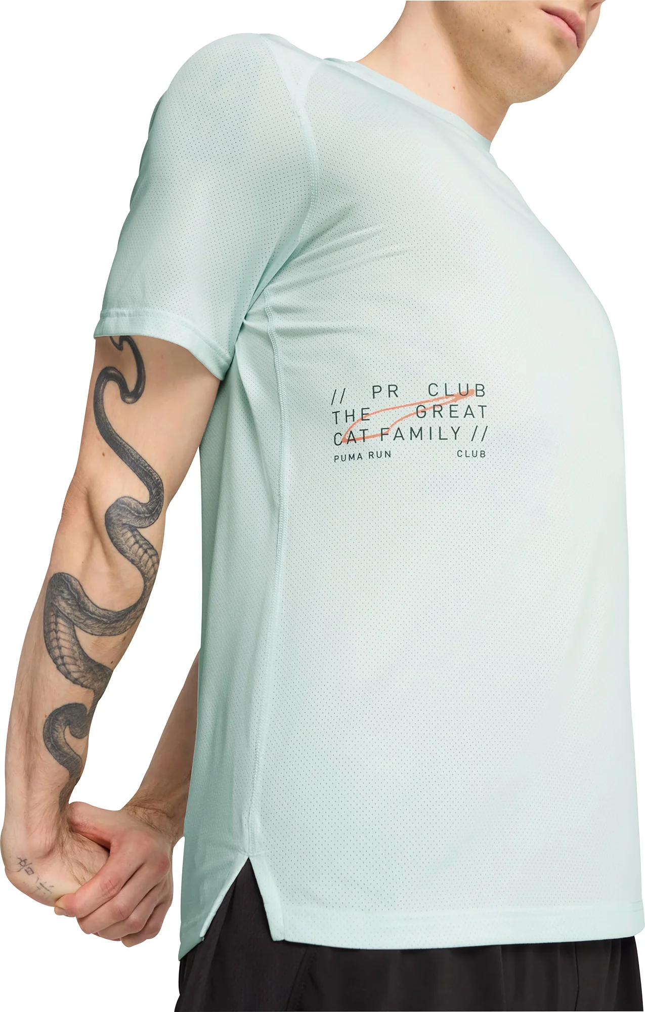 Puma Mesh Graphic Short Sleeve Mens Running Top - Blue - Image 2