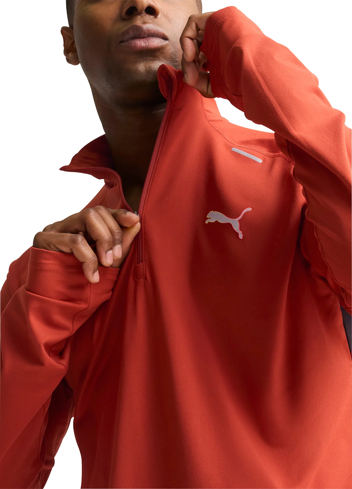Puma Run Cloudspun Half Zip Long Sleeve Mens Running Top - Red - Image 2