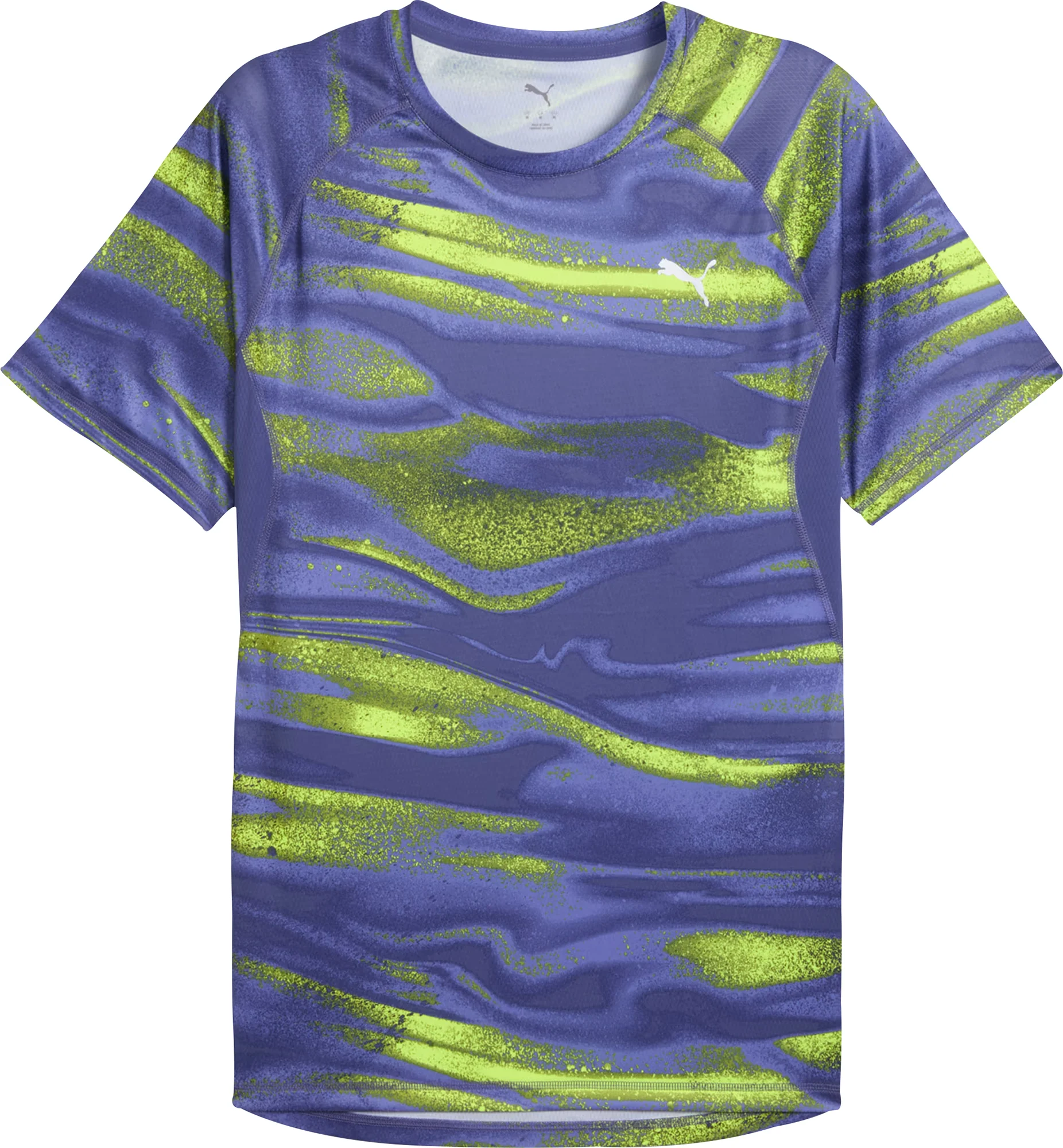 Puma Velocity All Over Print Short Sleeve Mens Running Top - Blue - Image 3