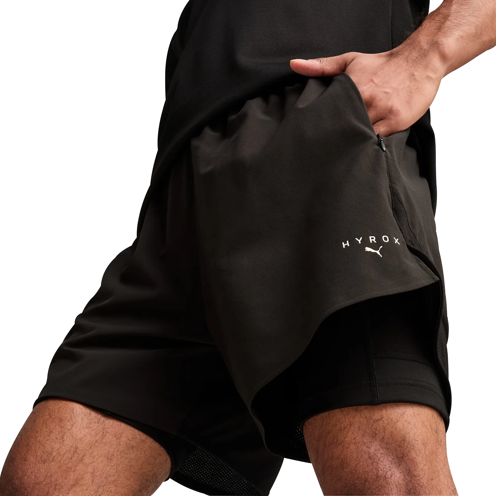 Puma X HYROX 2 In 1 Mens Training Shorts - Black - Image 3