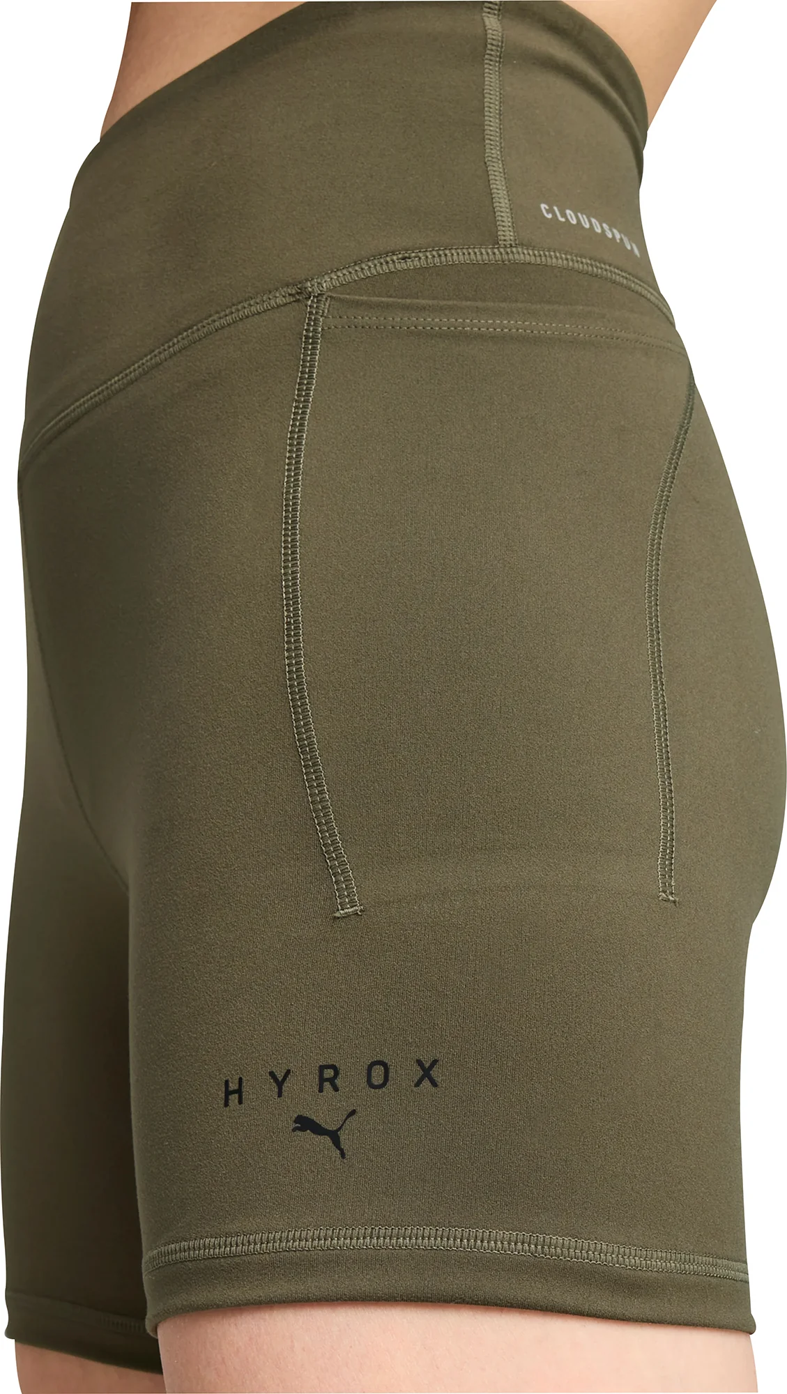 Puma X HYROX Cloudspun Womens Short Training Tights - Green - Image 4