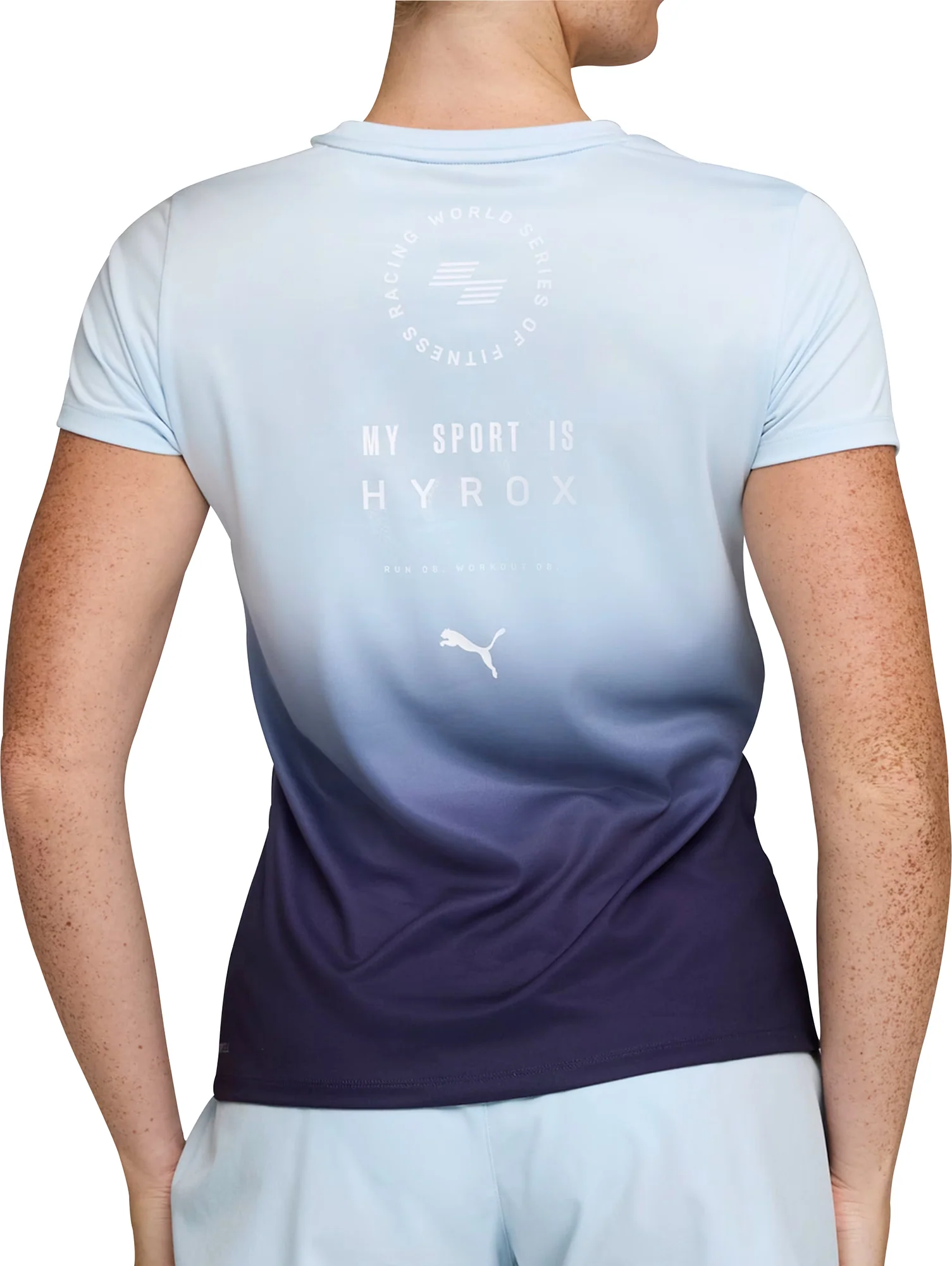 Puma X HYROX Graphic Short Sleeve Womens Training Top - Blue - Image 2